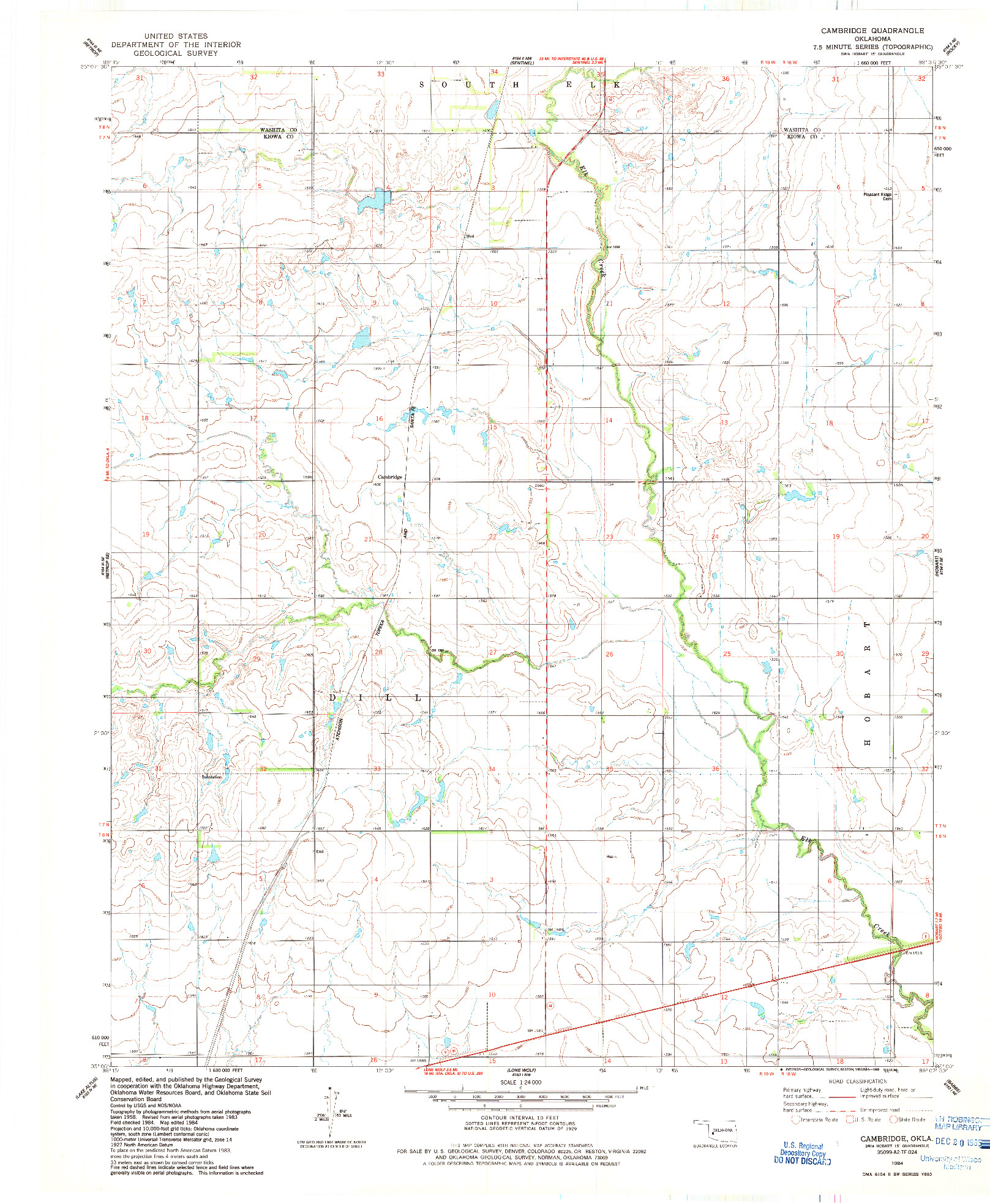 USGS 1:24000-SCALE QUADRANGLE FOR CAMBRIDGE, OK 1984