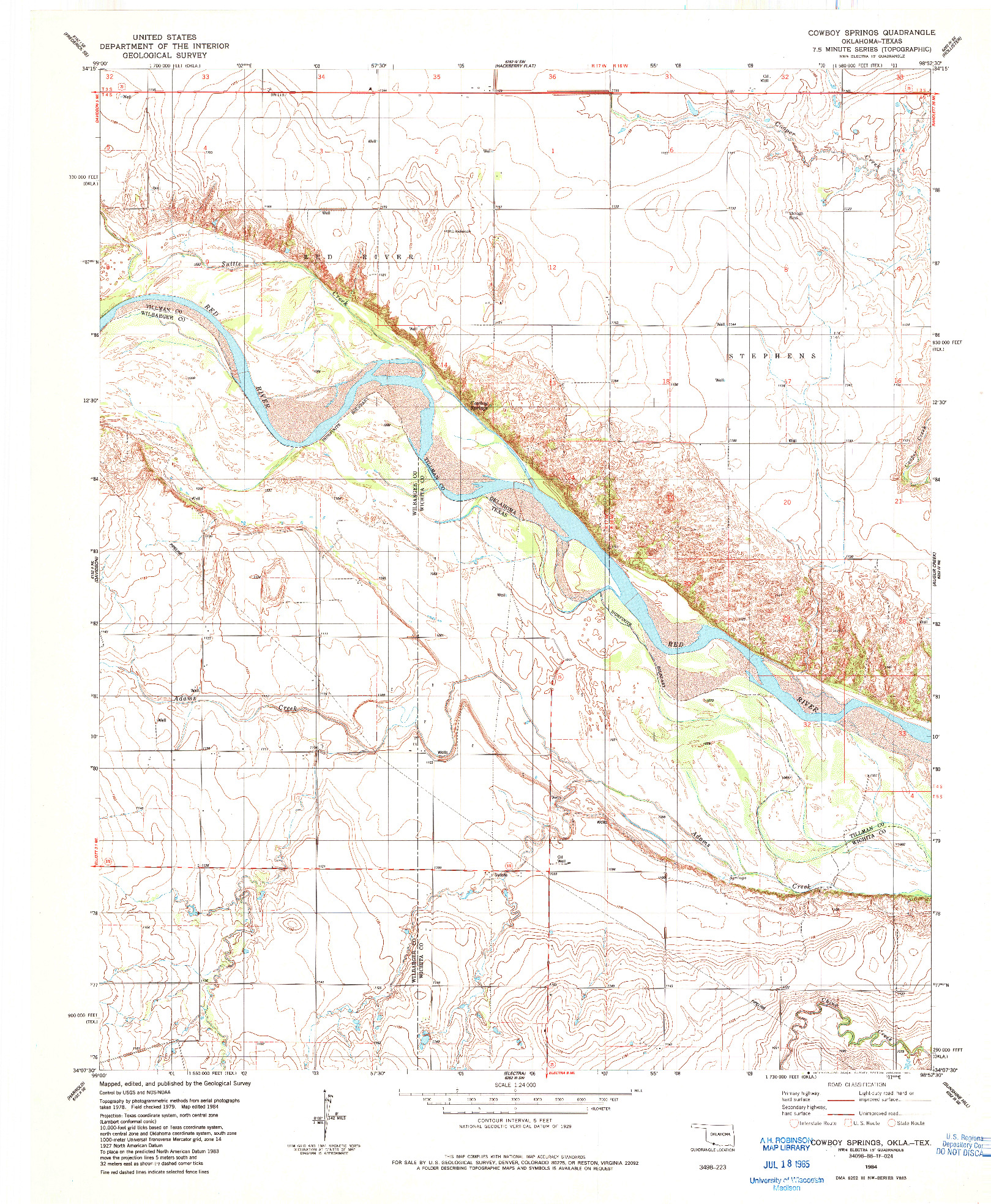 USGS 1:24000-SCALE QUADRANGLE FOR COWBOY SPRINGS, OK 1984