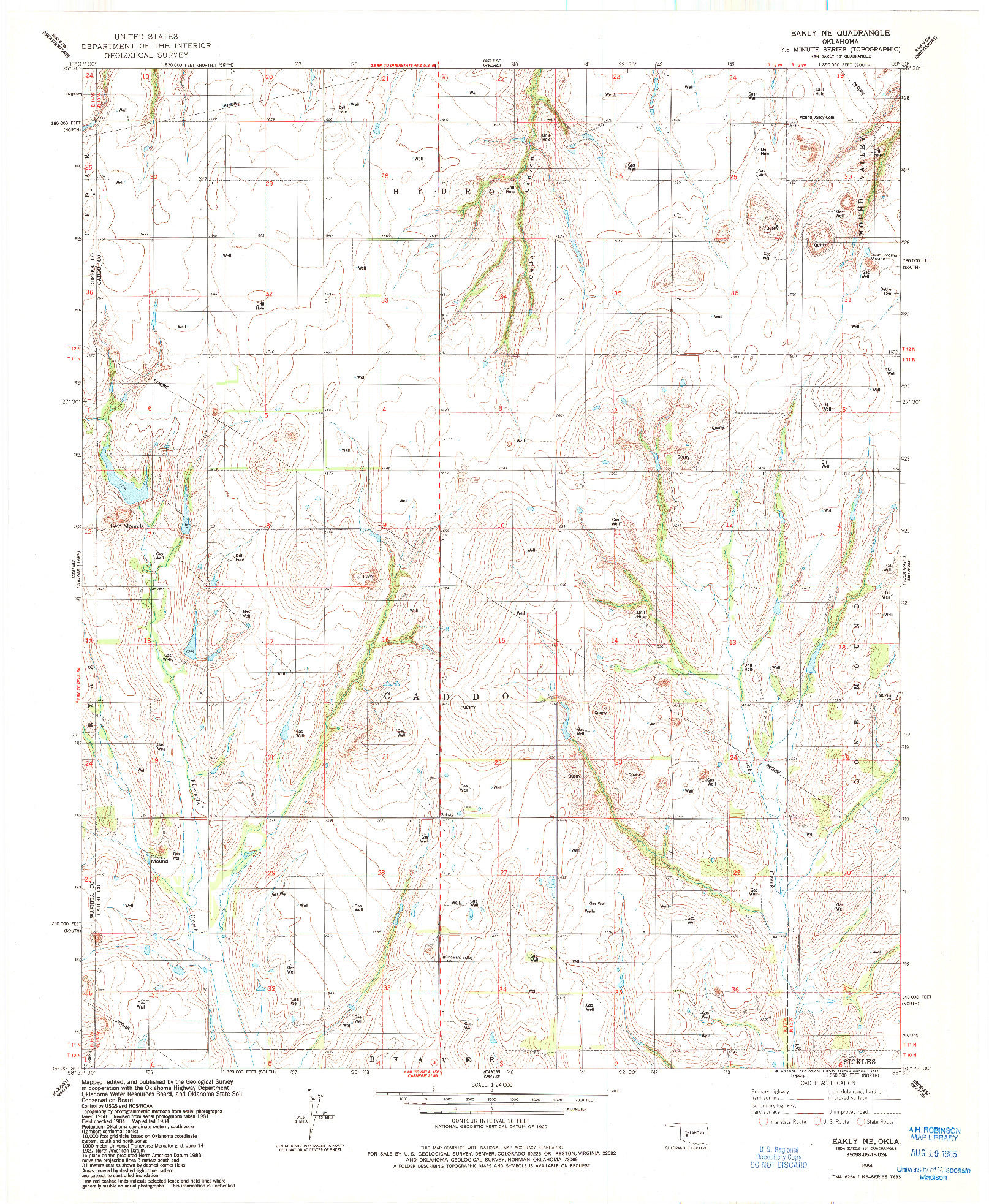 USGS 1:24000-SCALE QUADRANGLE FOR EAKLY NE, OK 1984