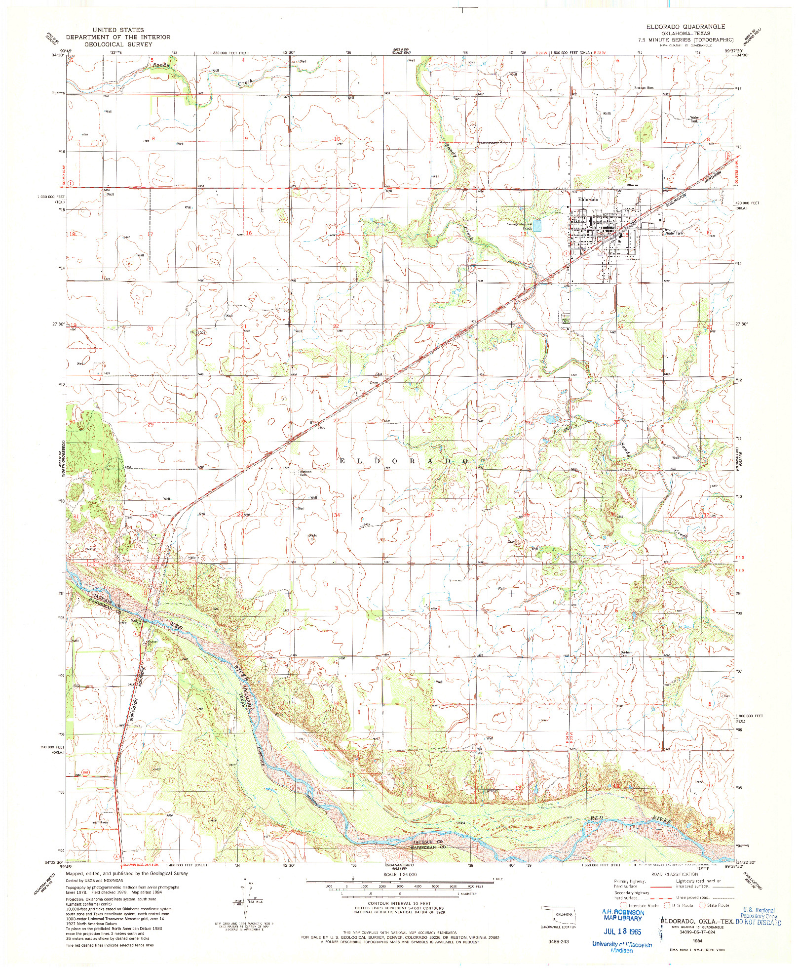 USGS 1:24000-SCALE QUADRANGLE FOR ELDORADO, OK 1984