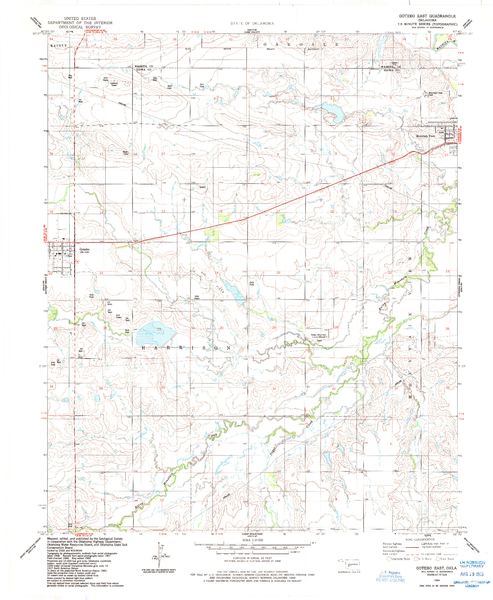 USGS 1:24000-SCALE QUADRANGLE FOR GOTEBO EAST, OK 1984