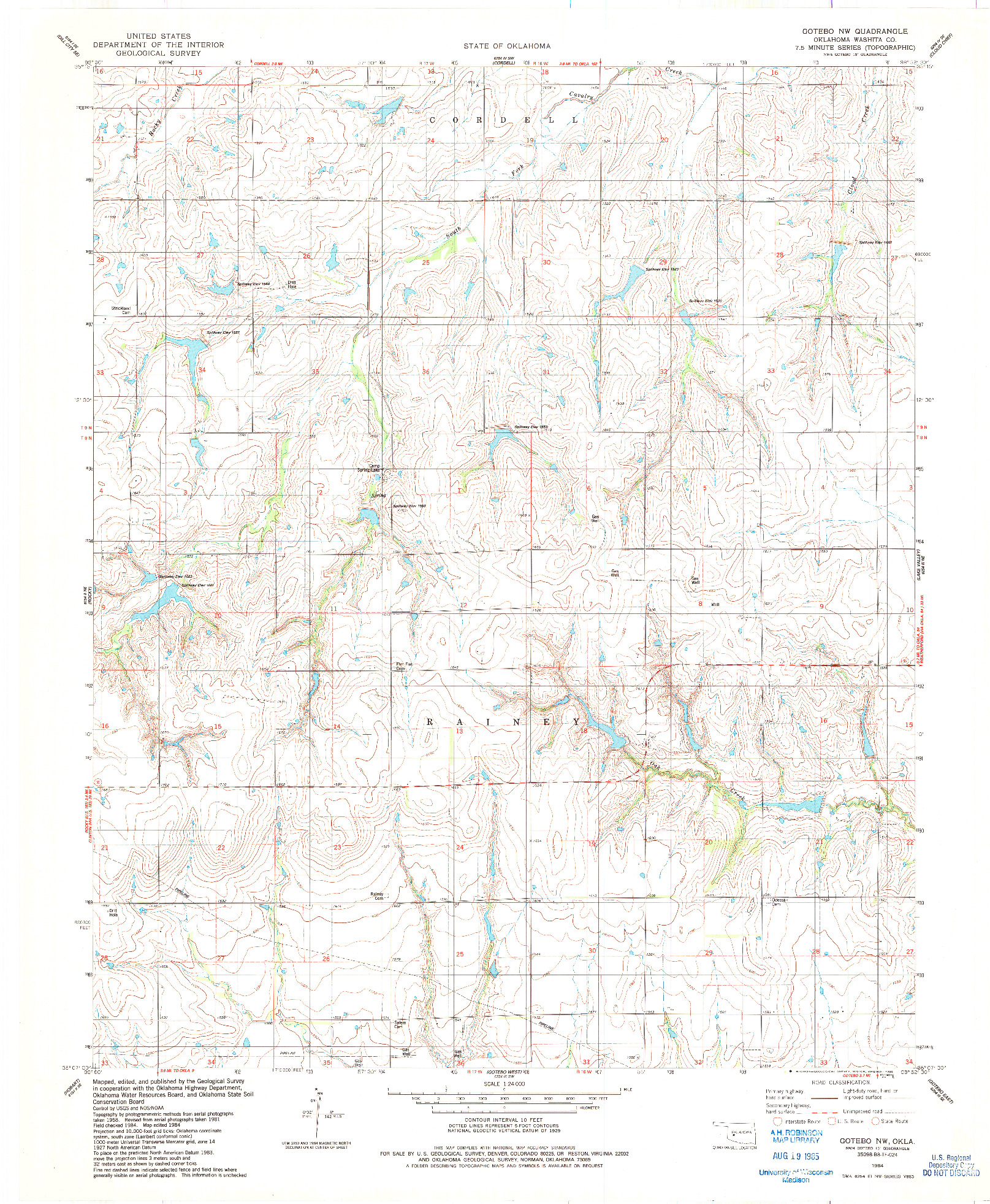 USGS 1:24000-SCALE QUADRANGLE FOR GOTEBO NW, OK 1984