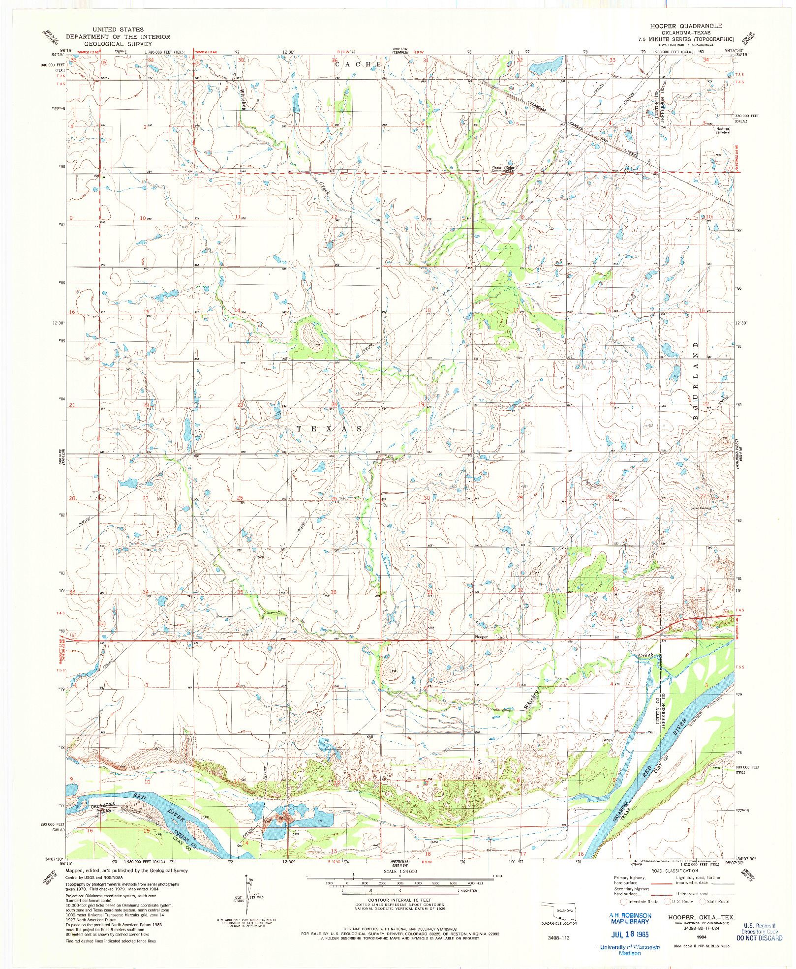 USGS 1:24000-SCALE QUADRANGLE FOR HOOPER, OK 1984