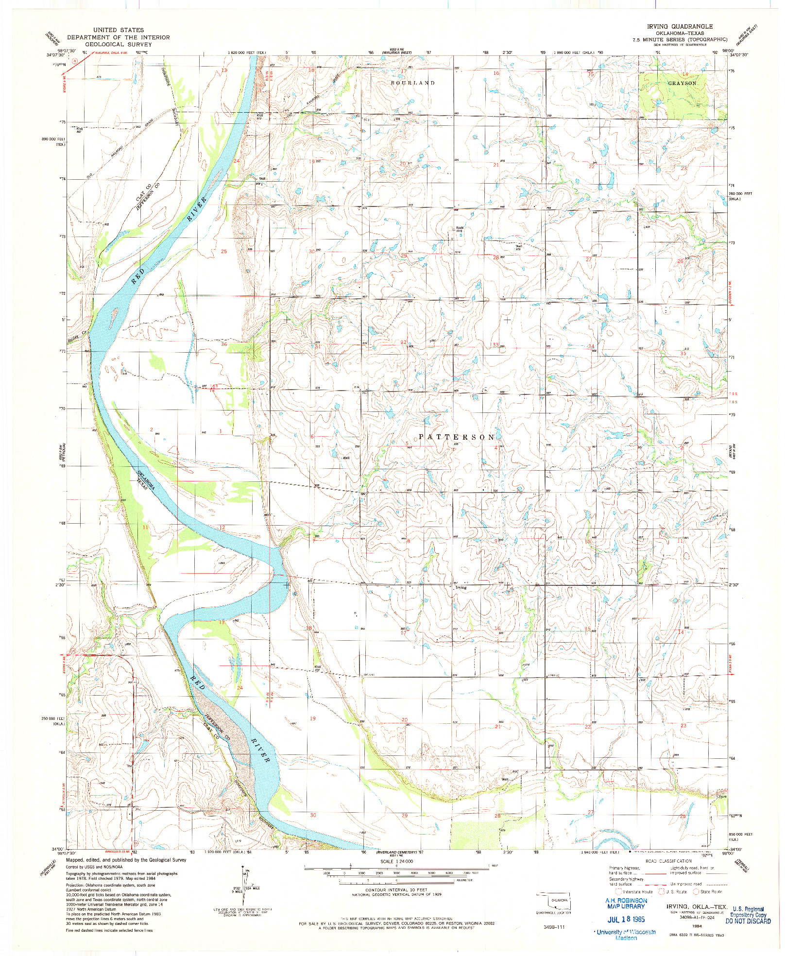 USGS 1:24000-SCALE QUADRANGLE FOR IRVING, OK 1984