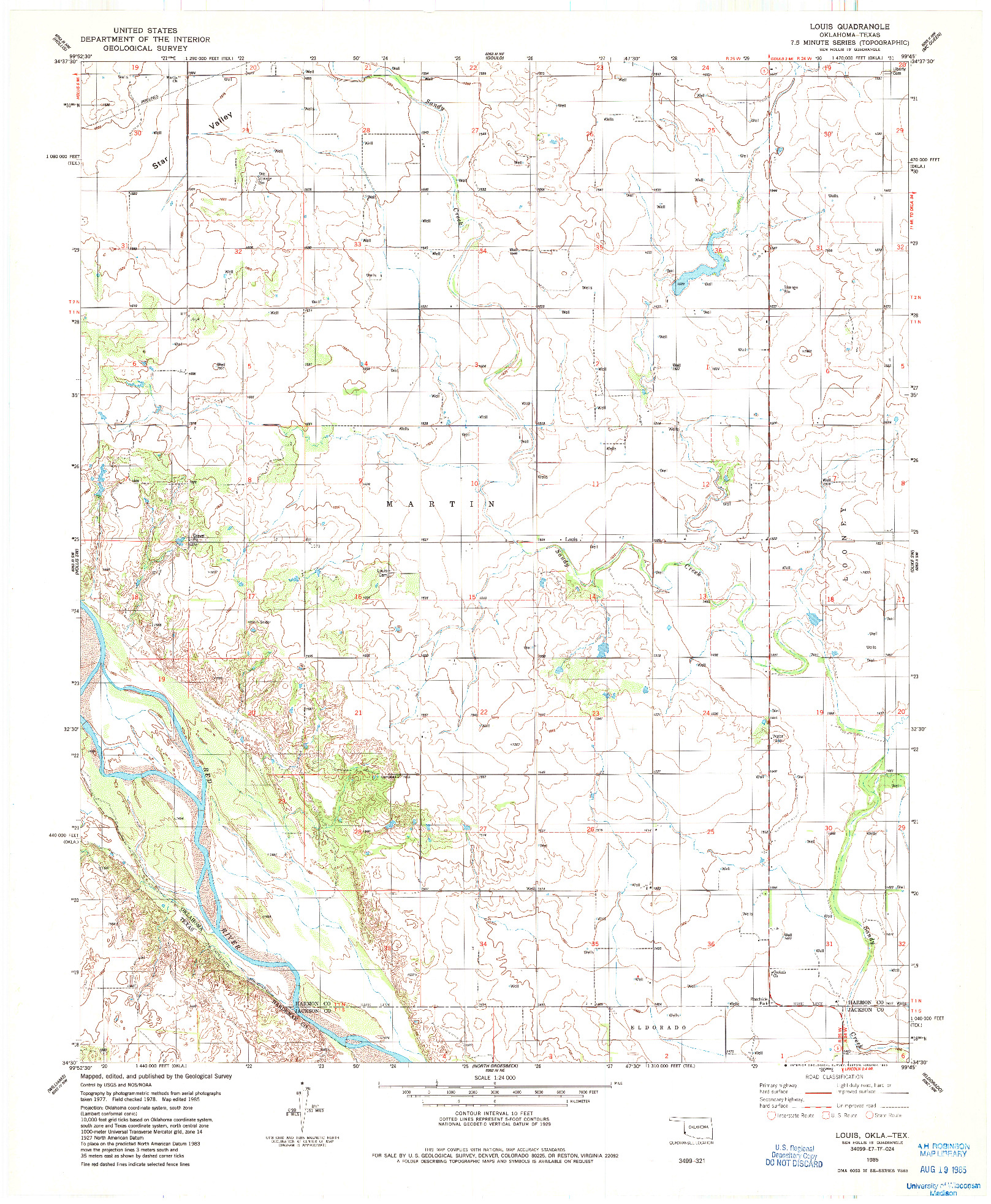 USGS 1:24000-SCALE QUADRANGLE FOR LOUIS, OK 1985