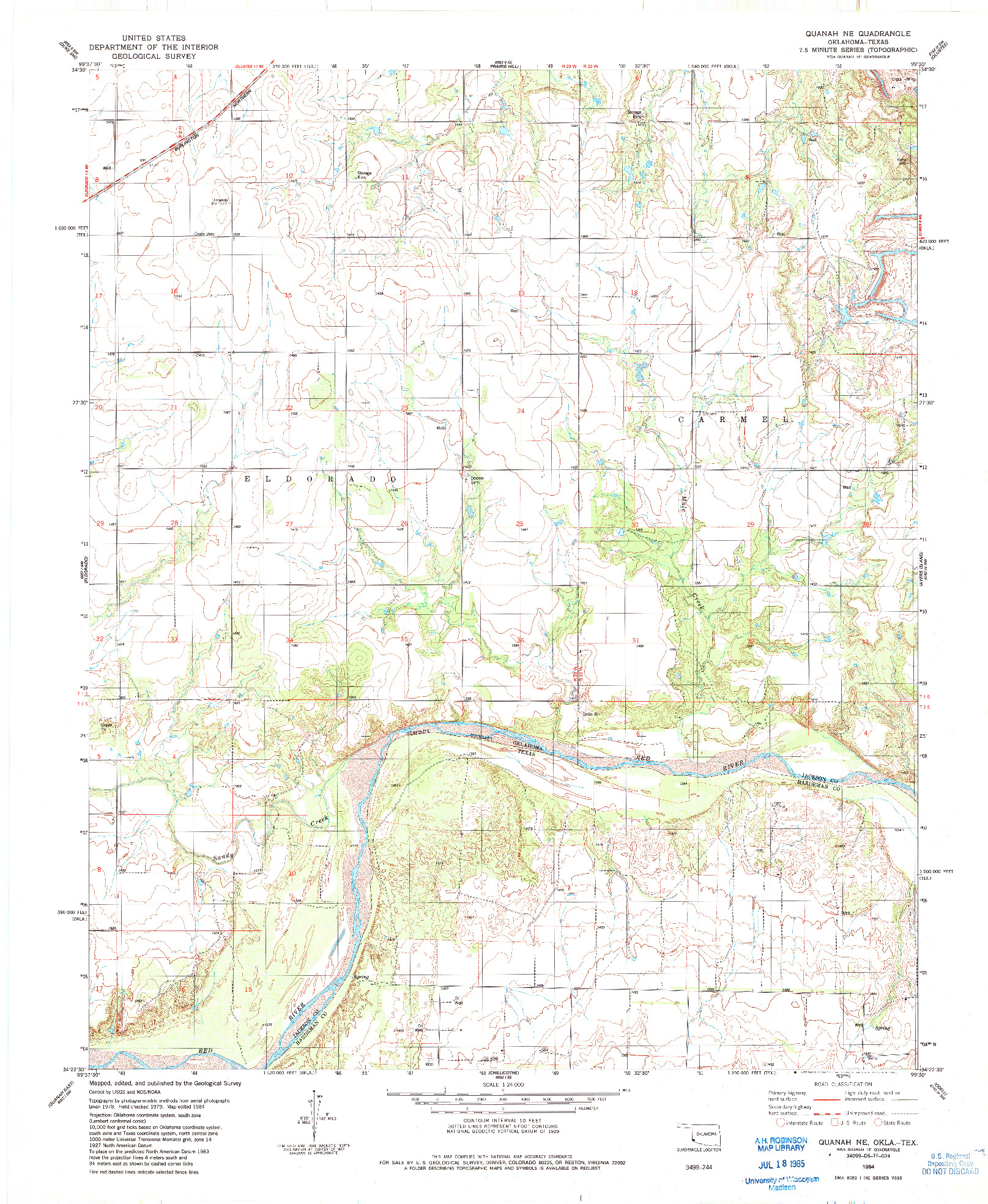 USGS 1:24000-SCALE QUADRANGLE FOR QUANAH NE, OK 1984
