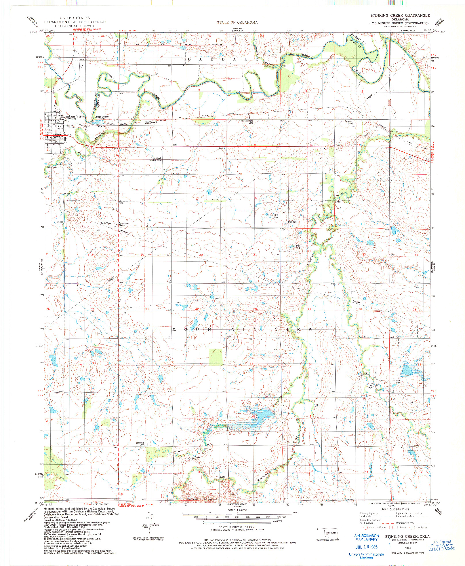 USGS 1:24000-SCALE QUADRANGLE FOR STINKING CREEK, OK 1984