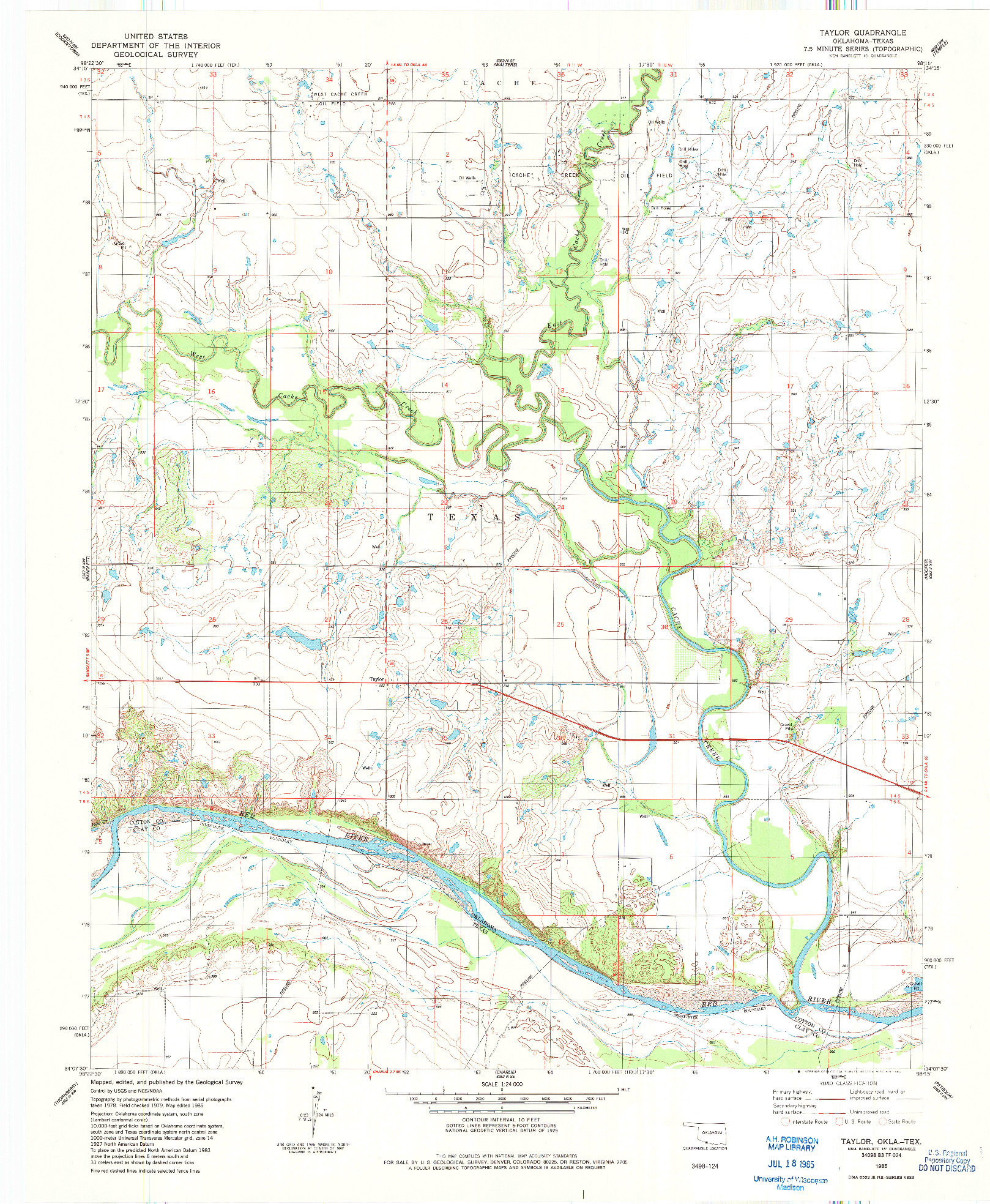 USGS 1:24000-SCALE QUADRANGLE FOR TAYLOR, OK 1985