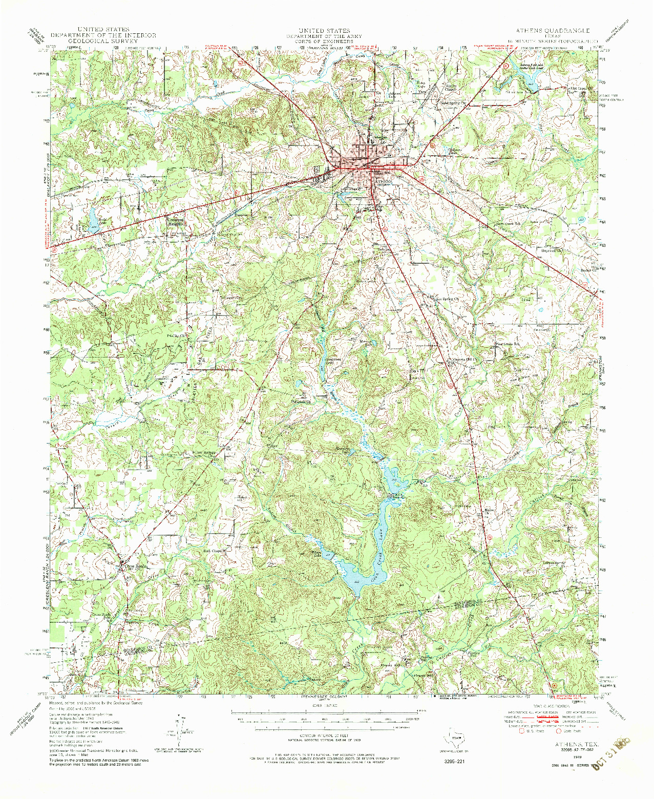 USGS 1:62500-SCALE QUADRANGLE FOR ATHENS, TX 1949