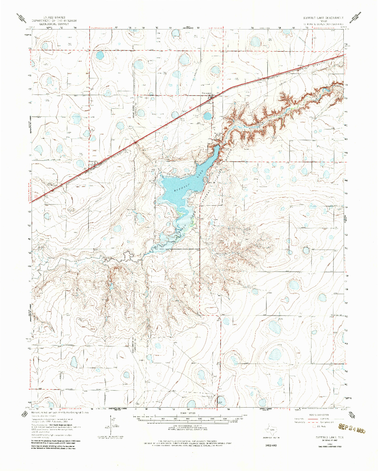 USGS 1:62500-SCALE QUADRANGLE FOR BUFFALO LAKE, TX 1961