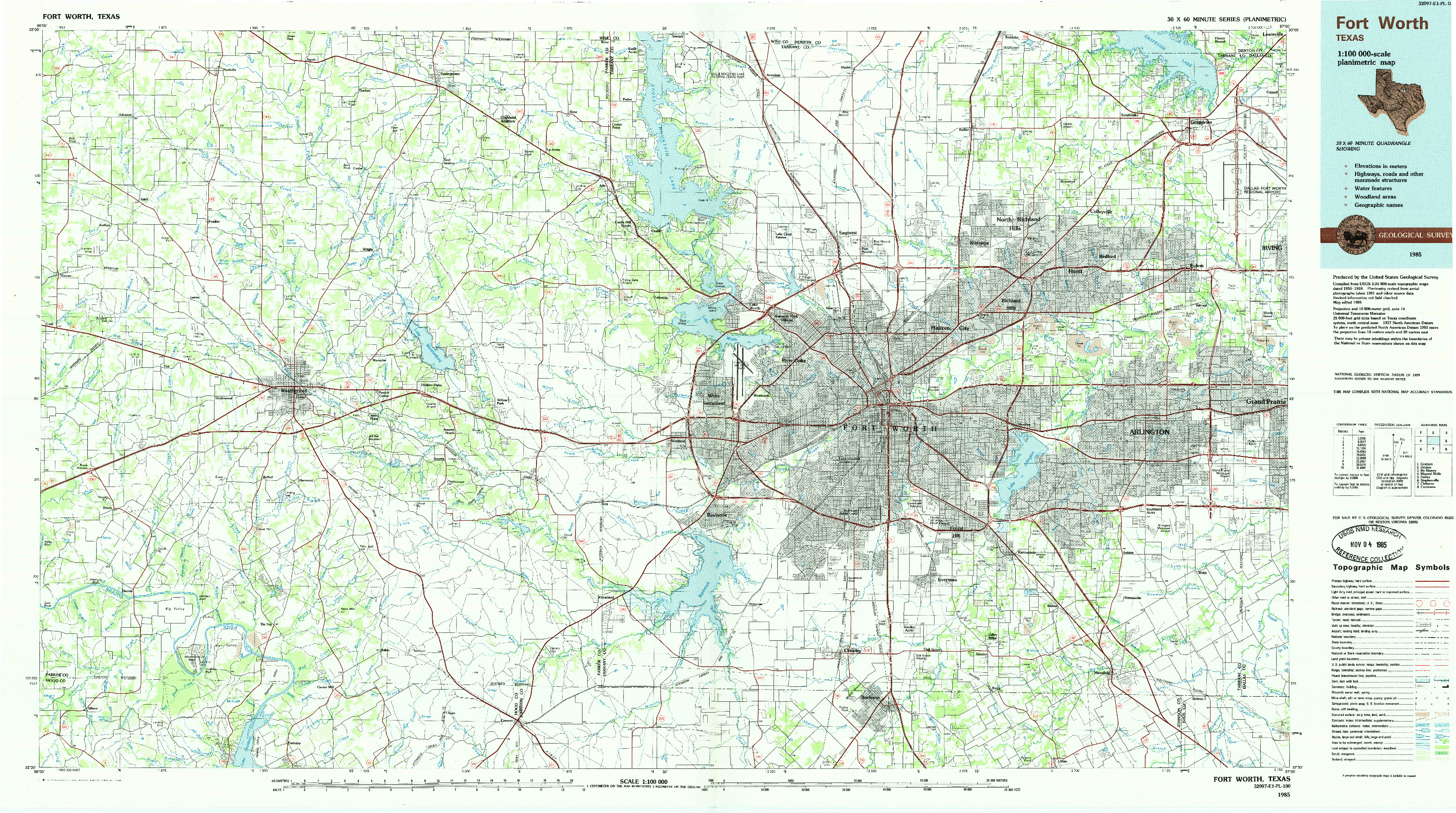 USGS 1:100000-SCALE QUADRANGLE FOR FORT WORTH, TX 1985