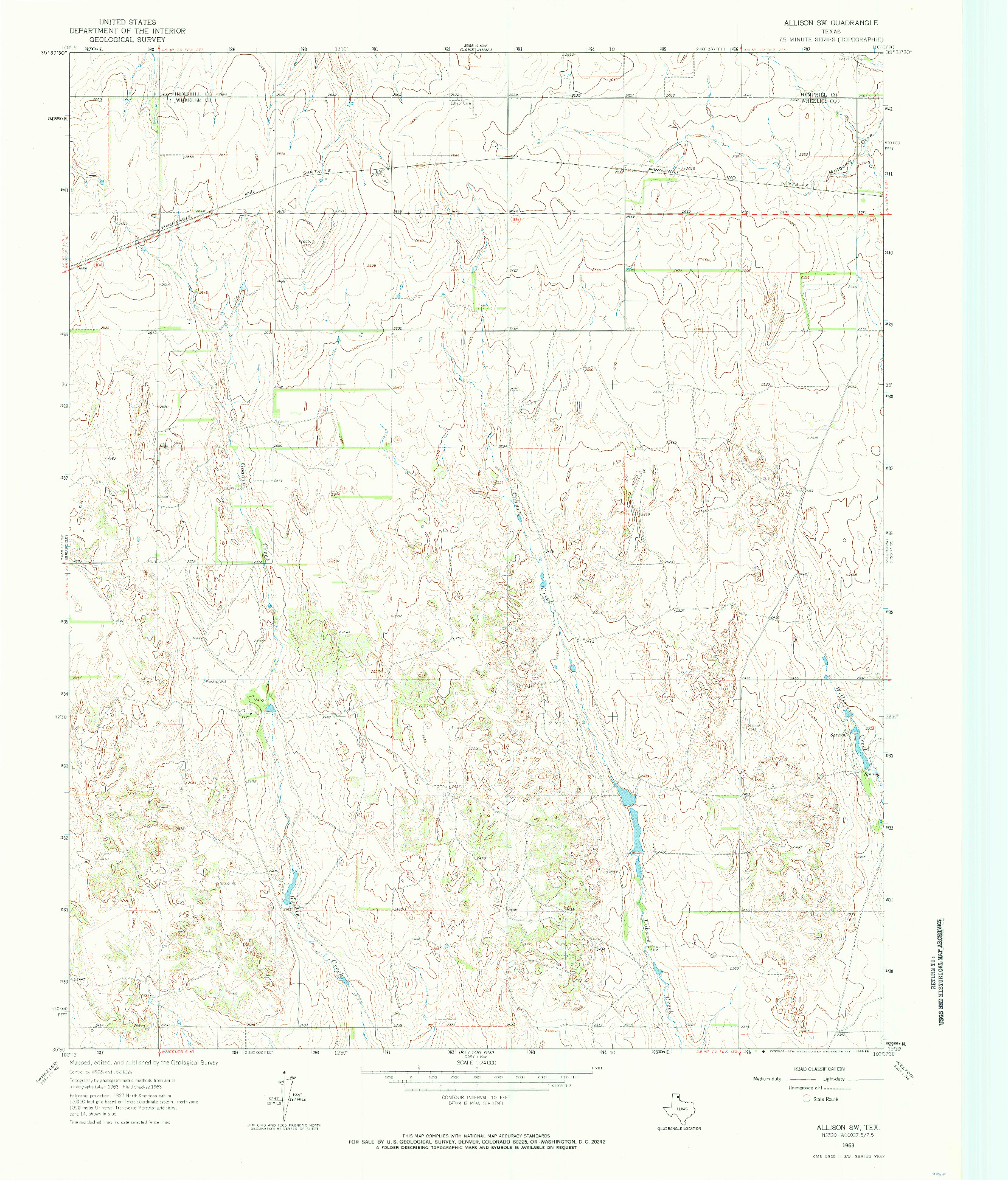 USGS 1:24000-SCALE QUADRANGLE FOR ALLISON SW, TX 1963