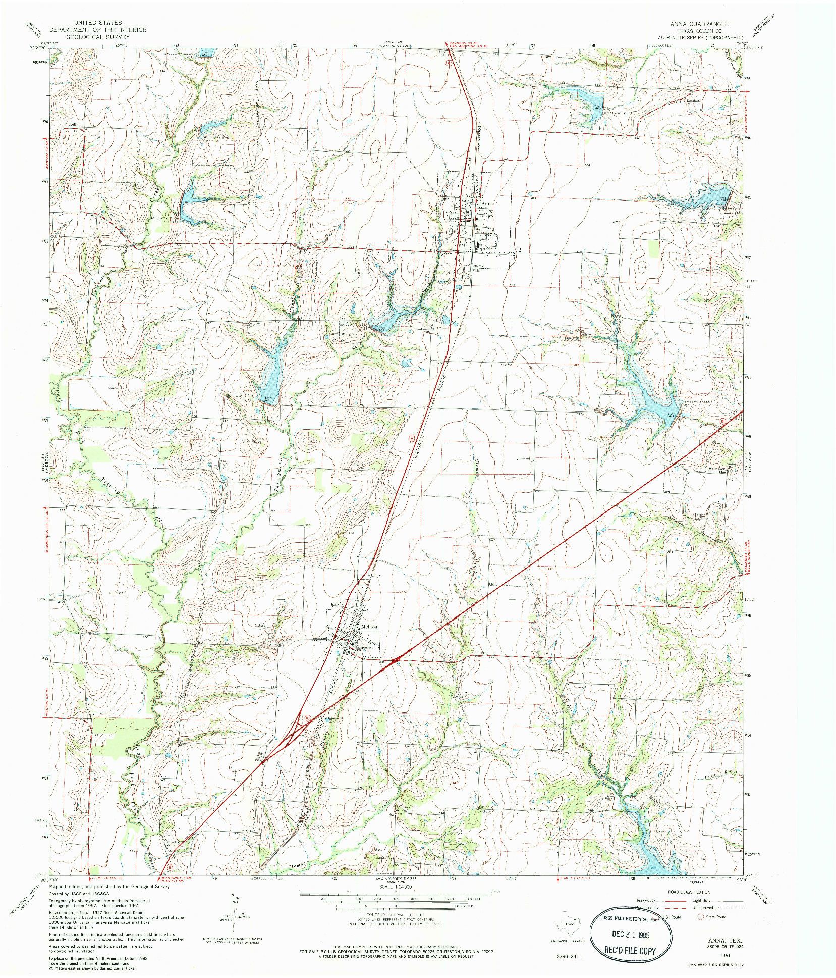 USGS 1:24000-SCALE QUADRANGLE FOR ANNA, TX 1961
