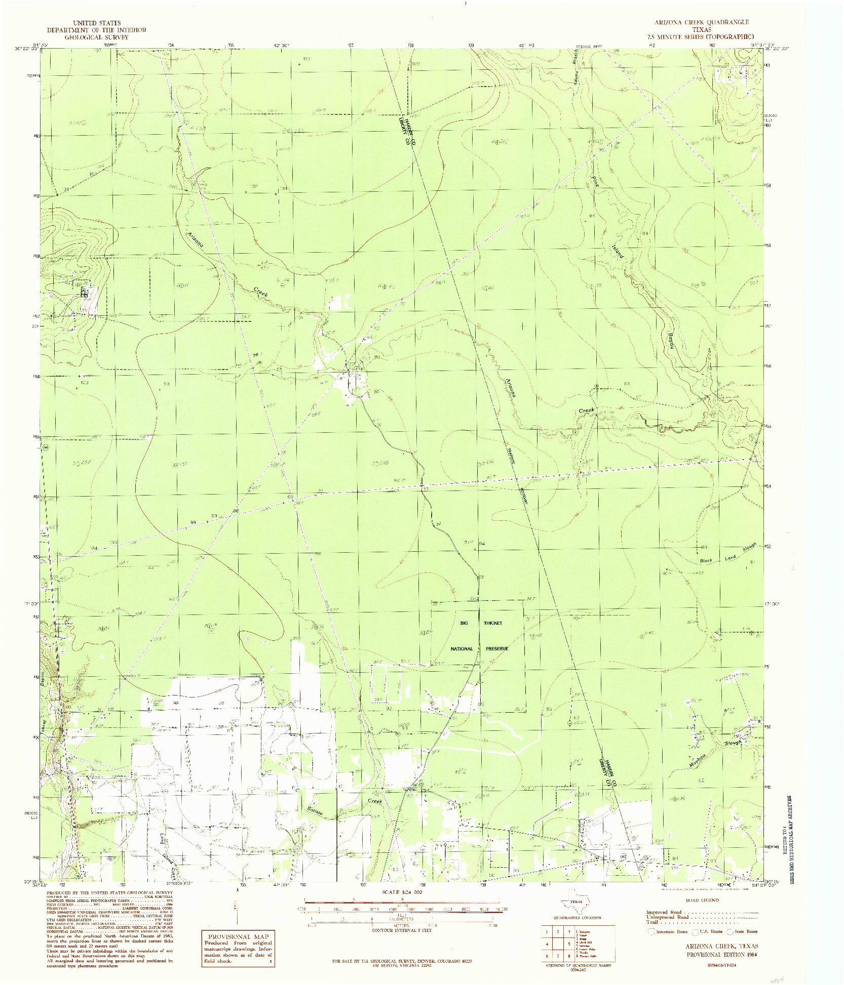 USGS 1:24000-SCALE QUADRANGLE FOR ARIZONA CREEK, TX 1984