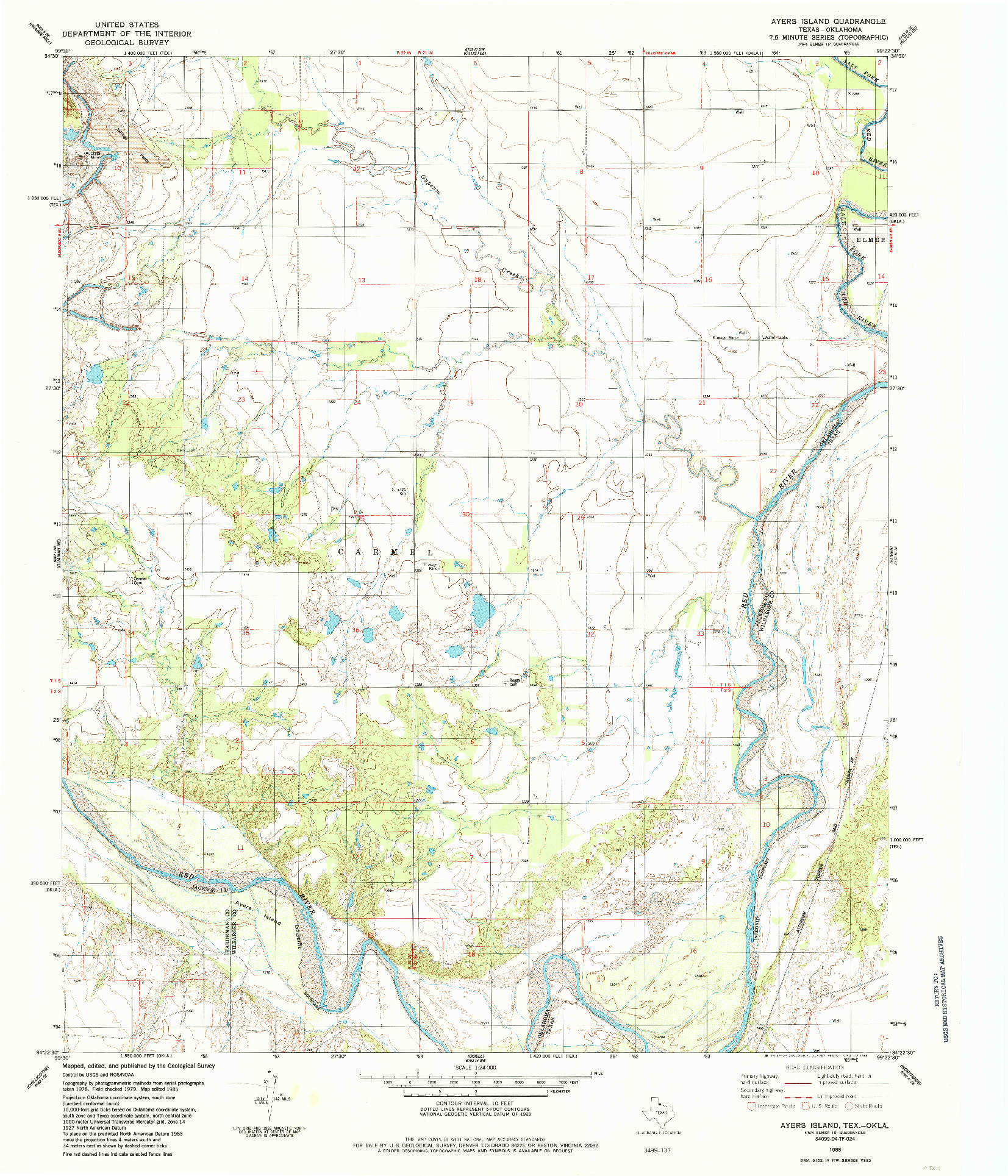 USGS 1:24000-SCALE QUADRANGLE FOR AYERS ISLAND, TX 1985