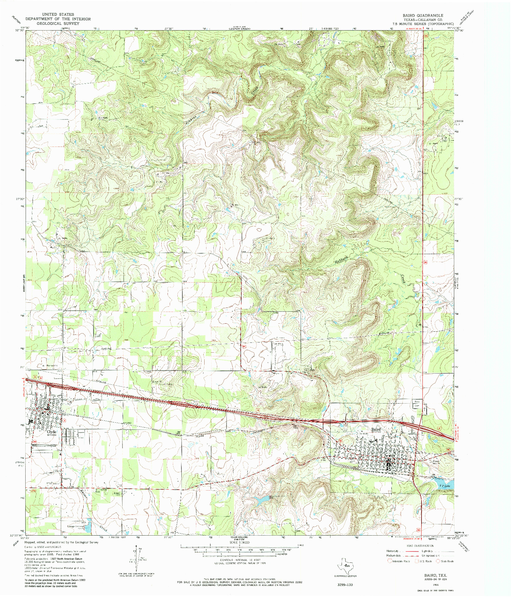 USGS 1:24000-SCALE QUADRANGLE FOR BAIRD, TX 1966