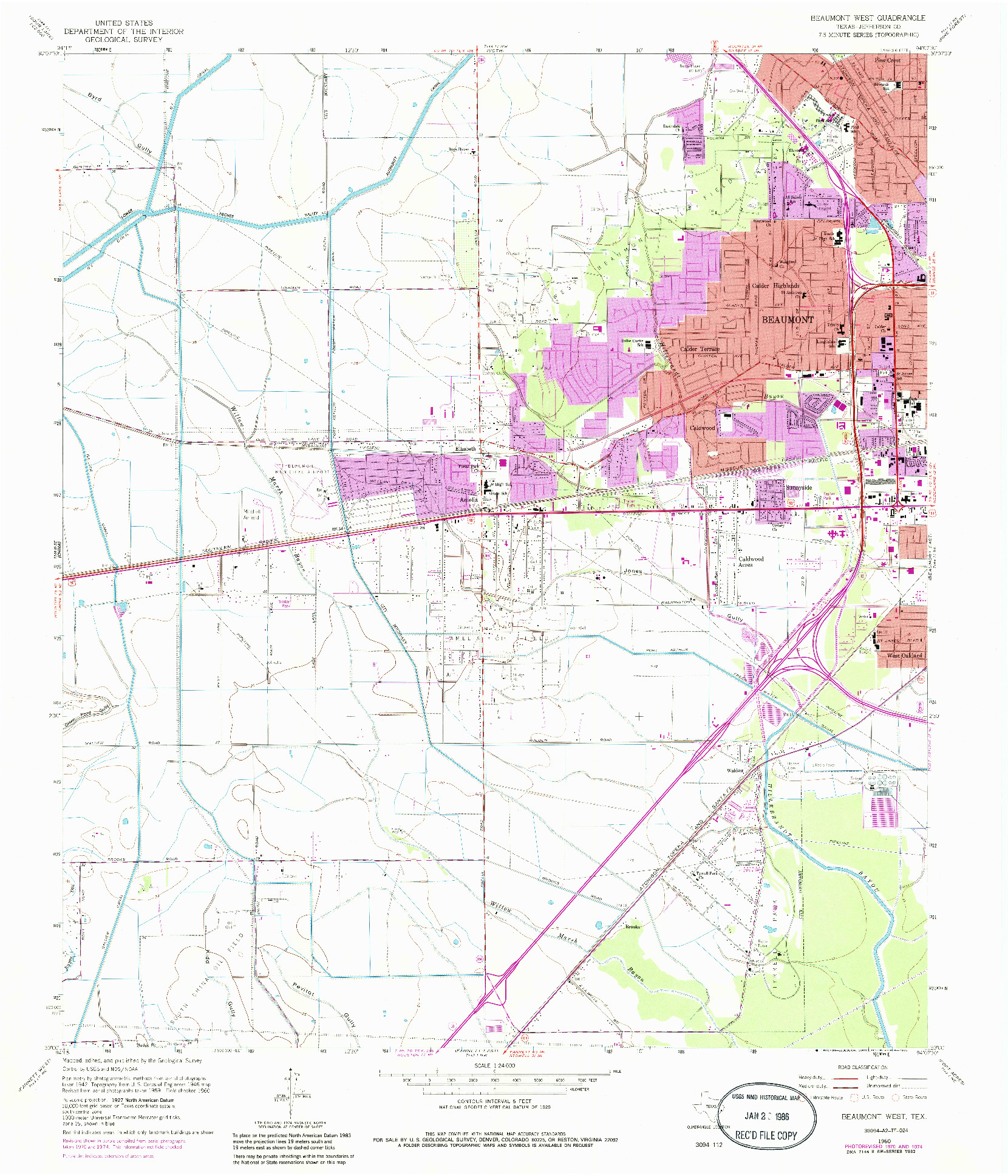 USGS 1:24000-SCALE QUADRANGLE FOR BEAUMONT WEST, TX 1960