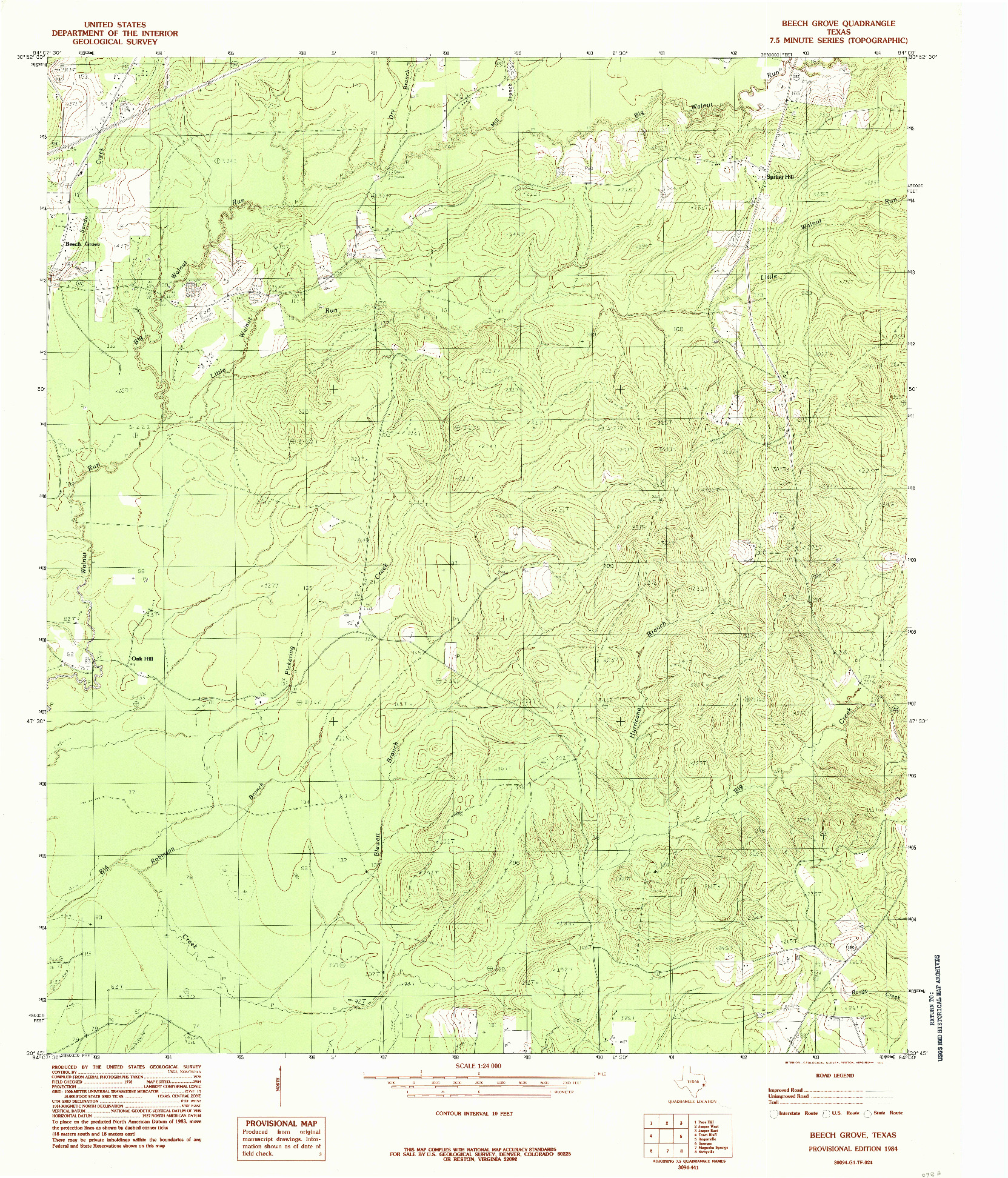 USGS 1:24000-SCALE QUADRANGLE FOR BEECH GROVE, TX 1984