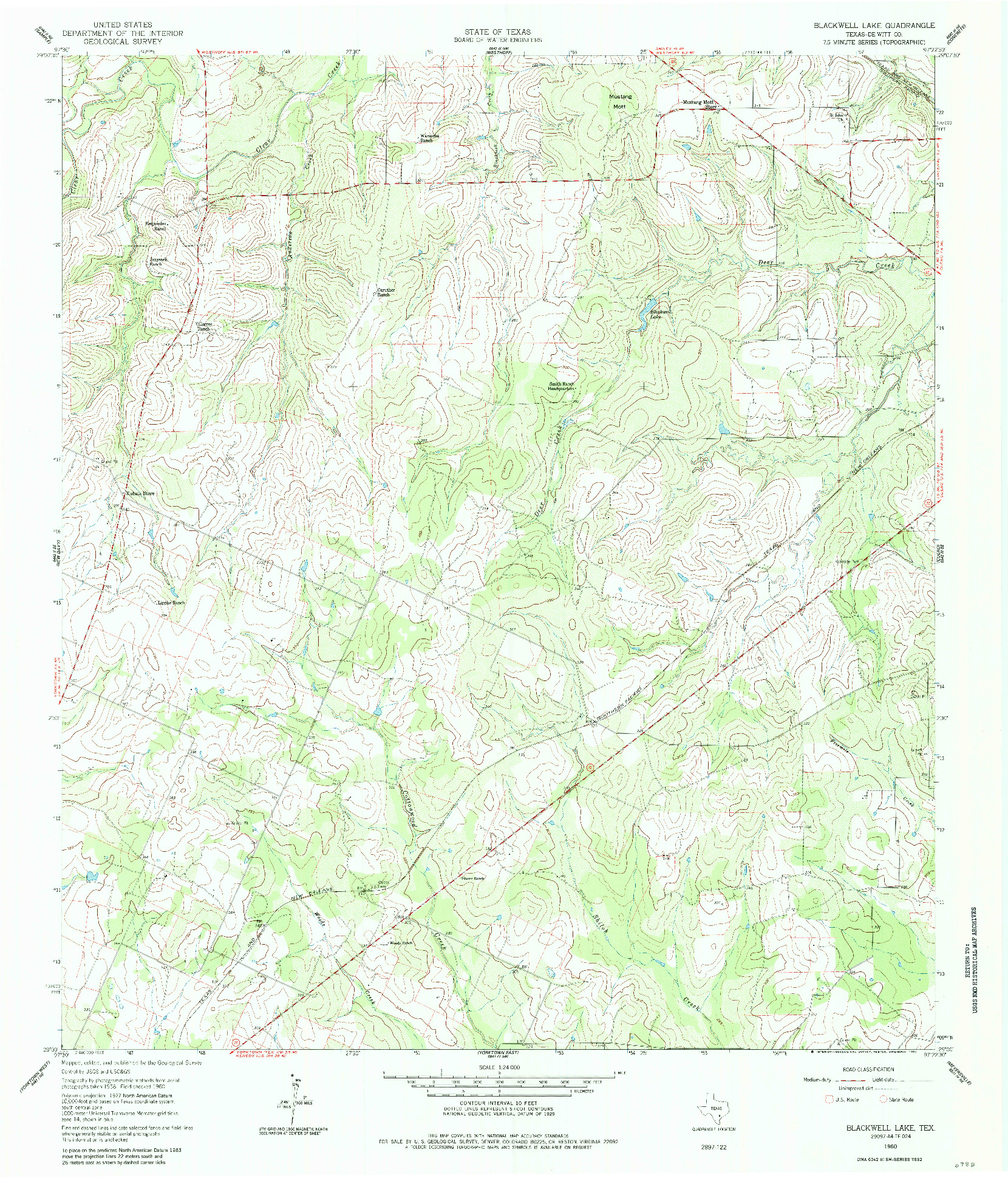 USGS 1:24000-SCALE QUADRANGLE FOR BLACKWELL LAKE, TX 1960