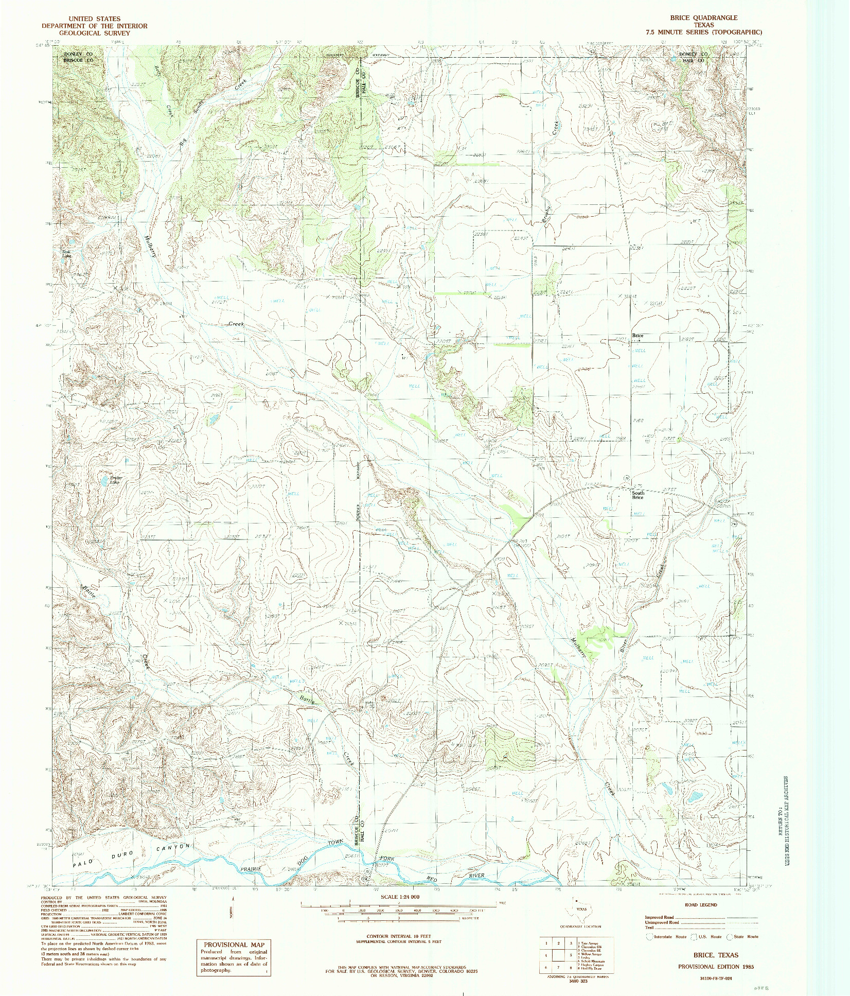USGS 1:24000-SCALE QUADRANGLE FOR BRICE, TX 1985
