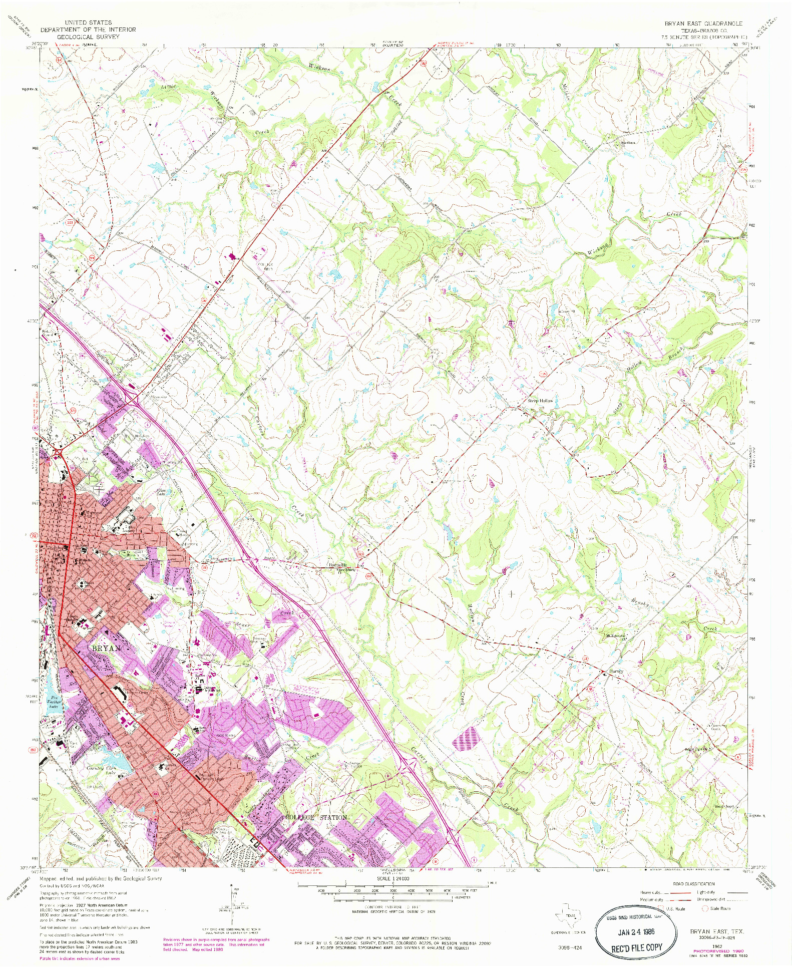 USGS 1:24000-SCALE QUADRANGLE FOR BRYAN EAST, TX 1962