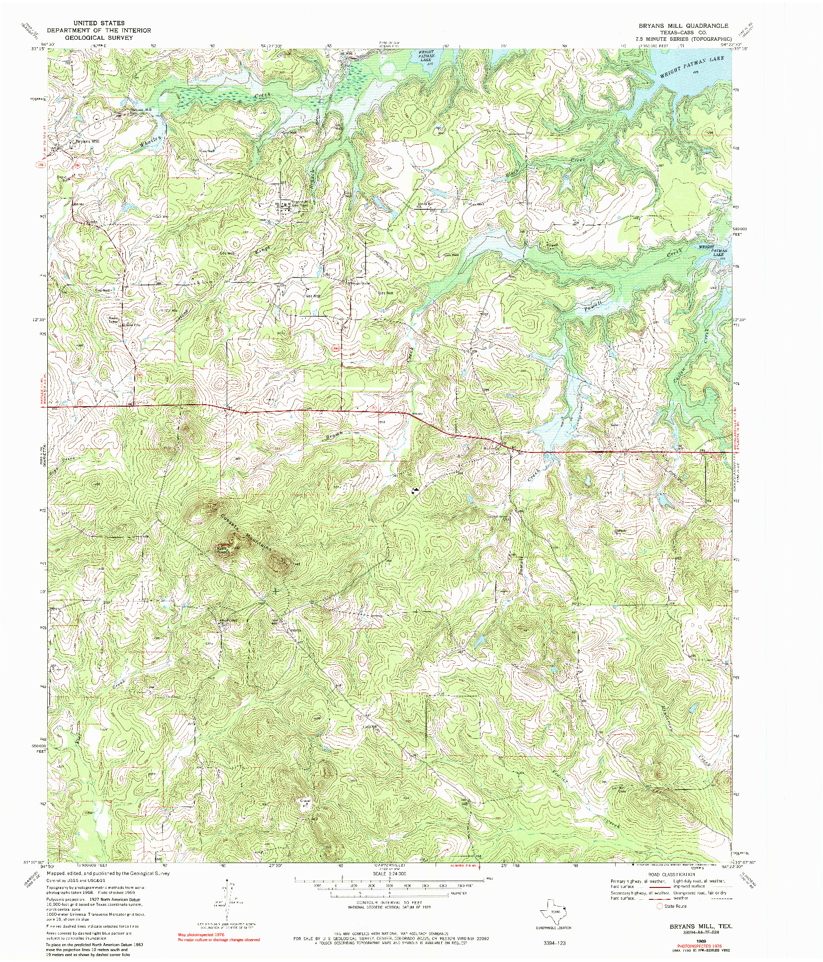 USGS 1:24000-SCALE QUADRANGLE FOR BRYANS MILL, TX 1969
