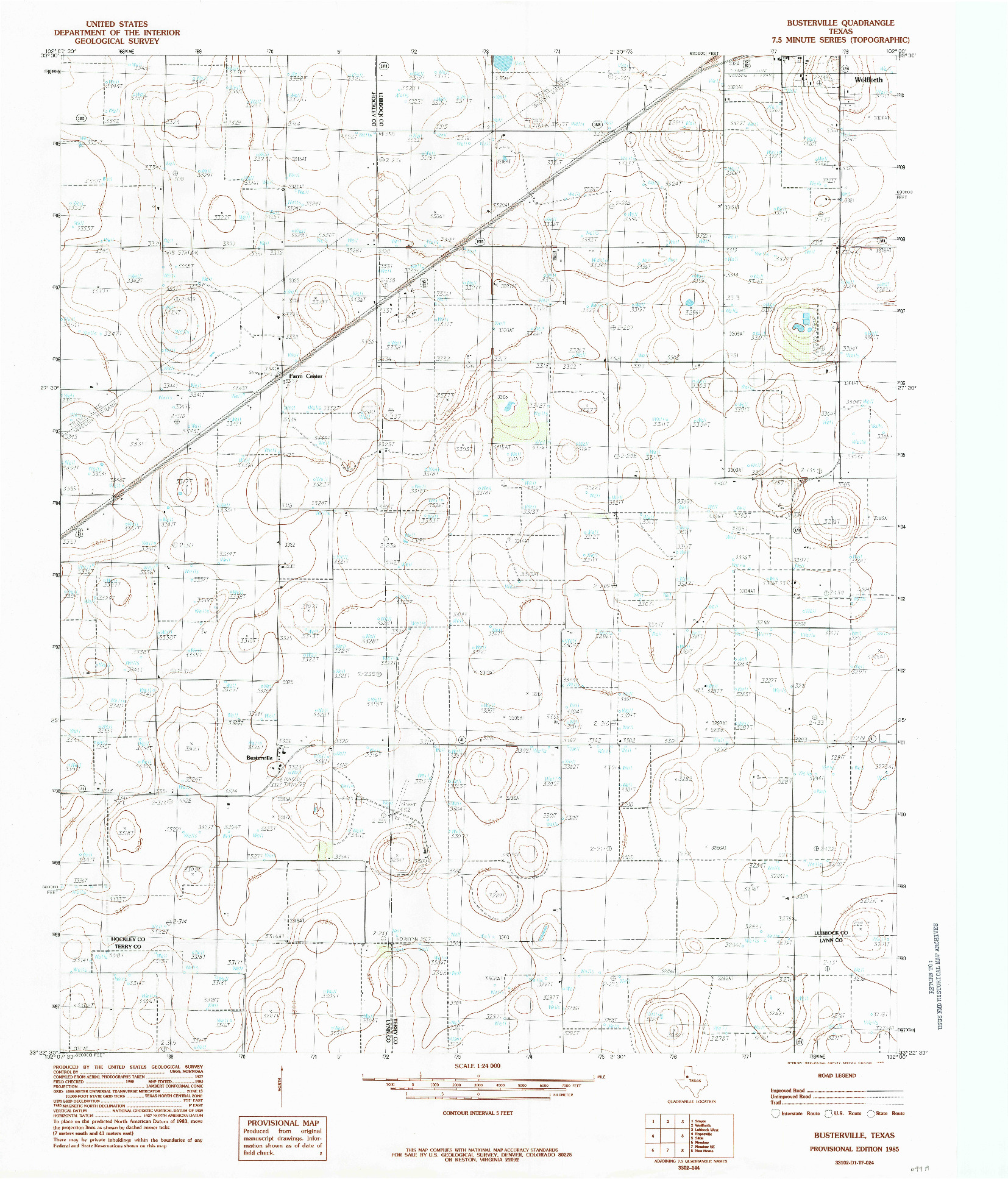 USGS 1:24000-SCALE QUADRANGLE FOR BUSTERVILLE, TX 1985