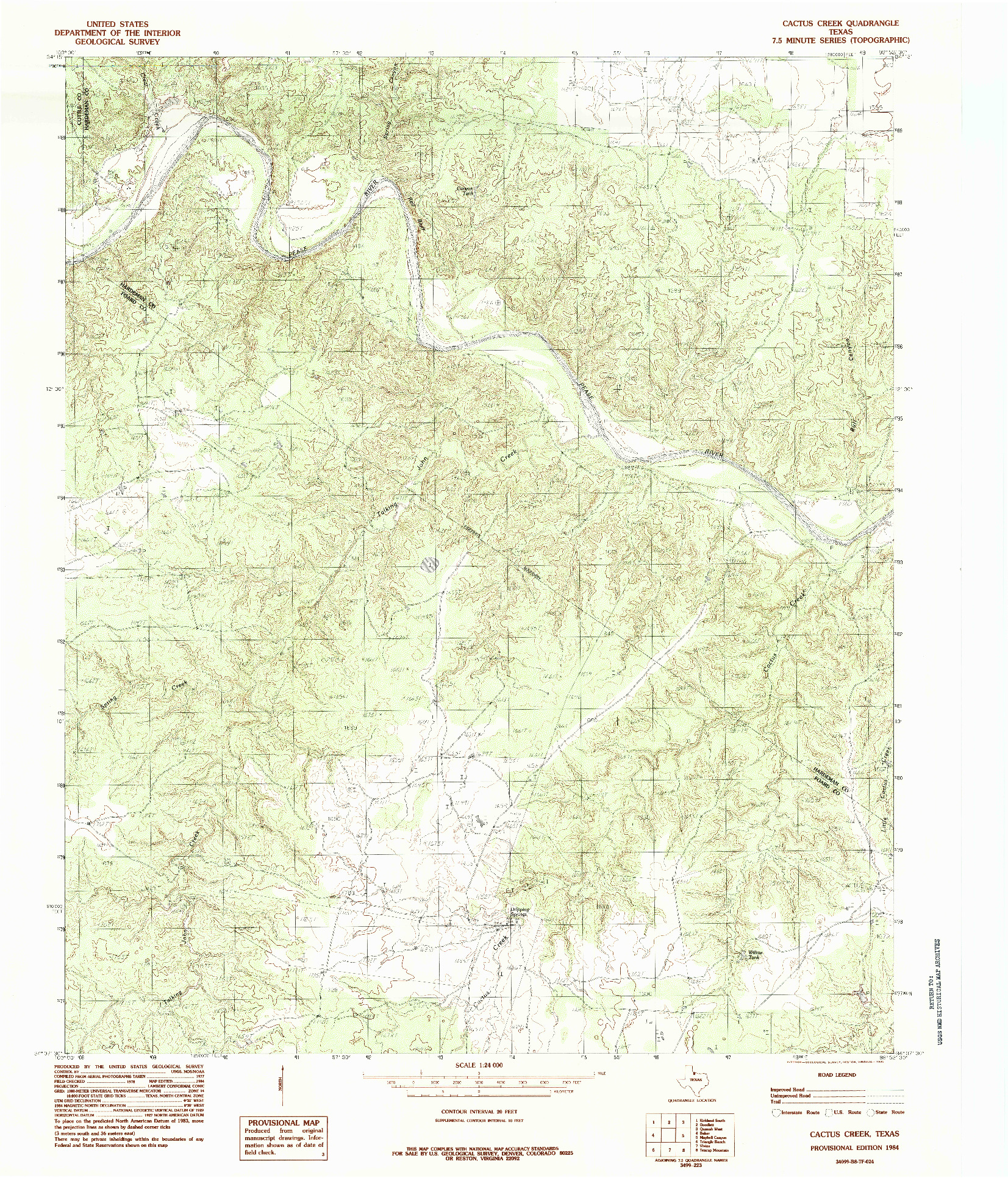 USGS 1:24000-SCALE QUADRANGLE FOR CACTUS CREEK, TX 1984