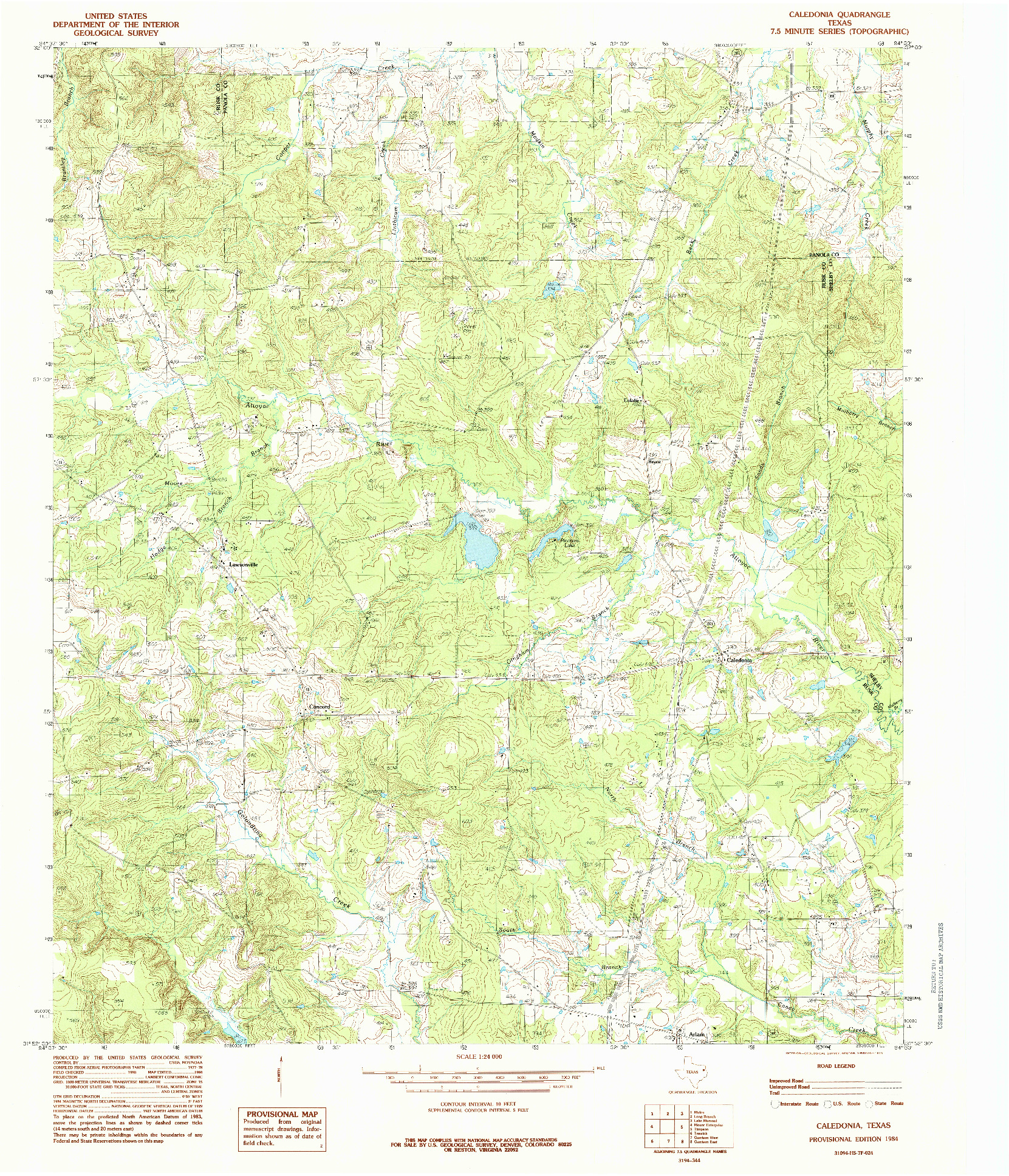 USGS 1:24000-SCALE QUADRANGLE FOR CALEDONIA, TX 1984