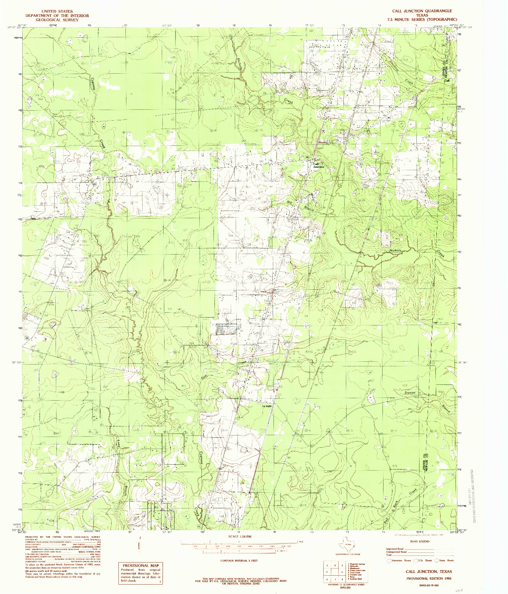 USGS 1:24000-SCALE QUADRANGLE FOR CALL JUNCTION, TX 1984
