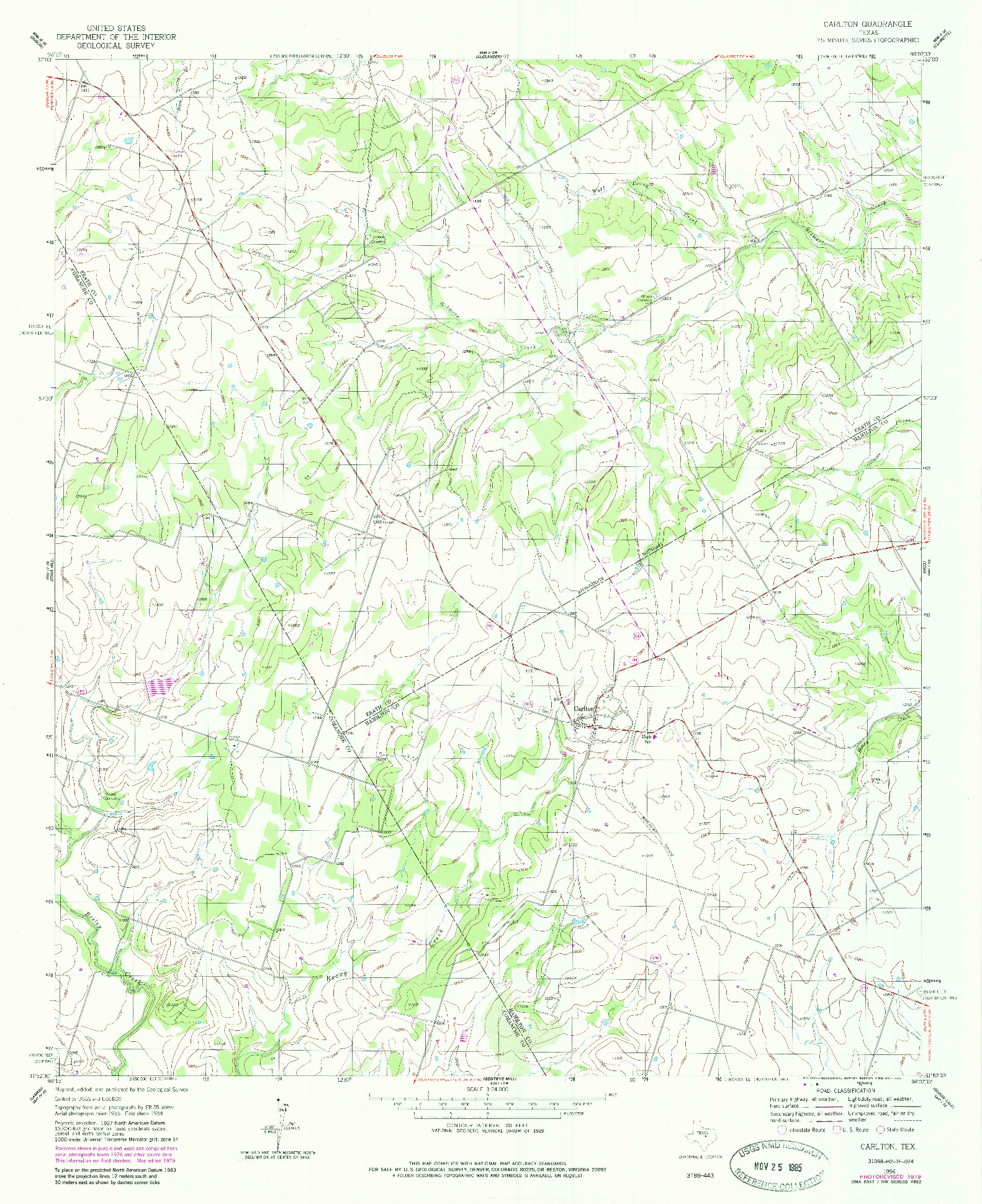 USGS 1:24000-SCALE QUADRANGLE FOR CARLTON, TX 1956