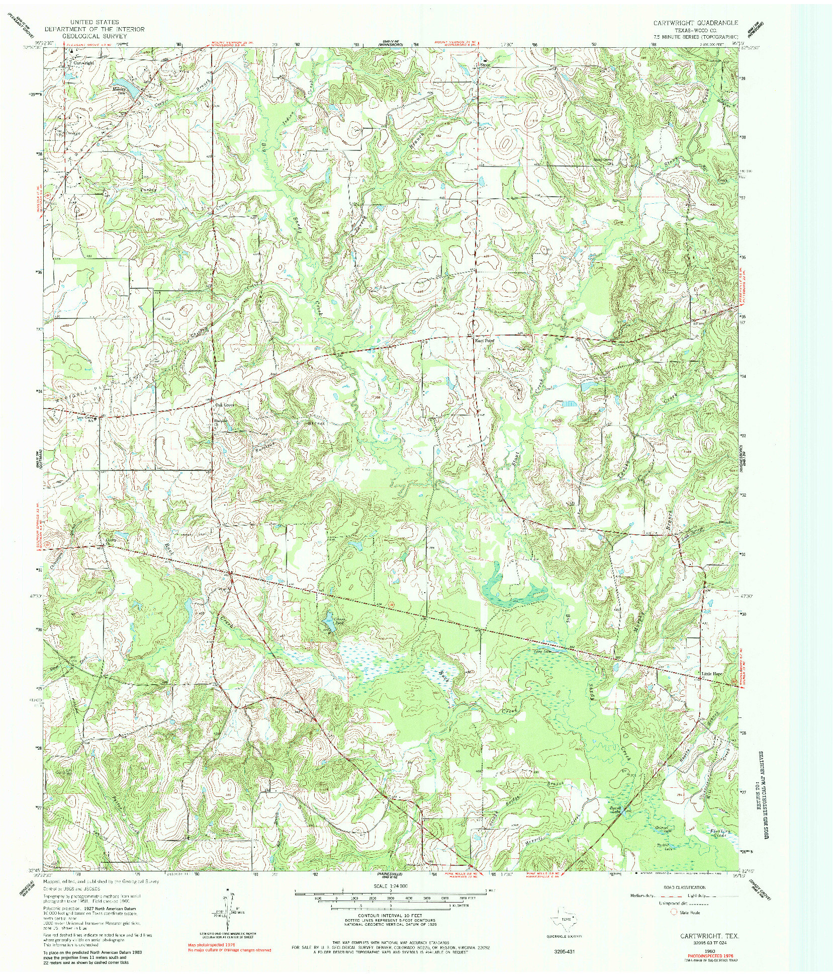 USGS 1:24000-SCALE QUADRANGLE FOR CARTWRIGHT, TX 1960