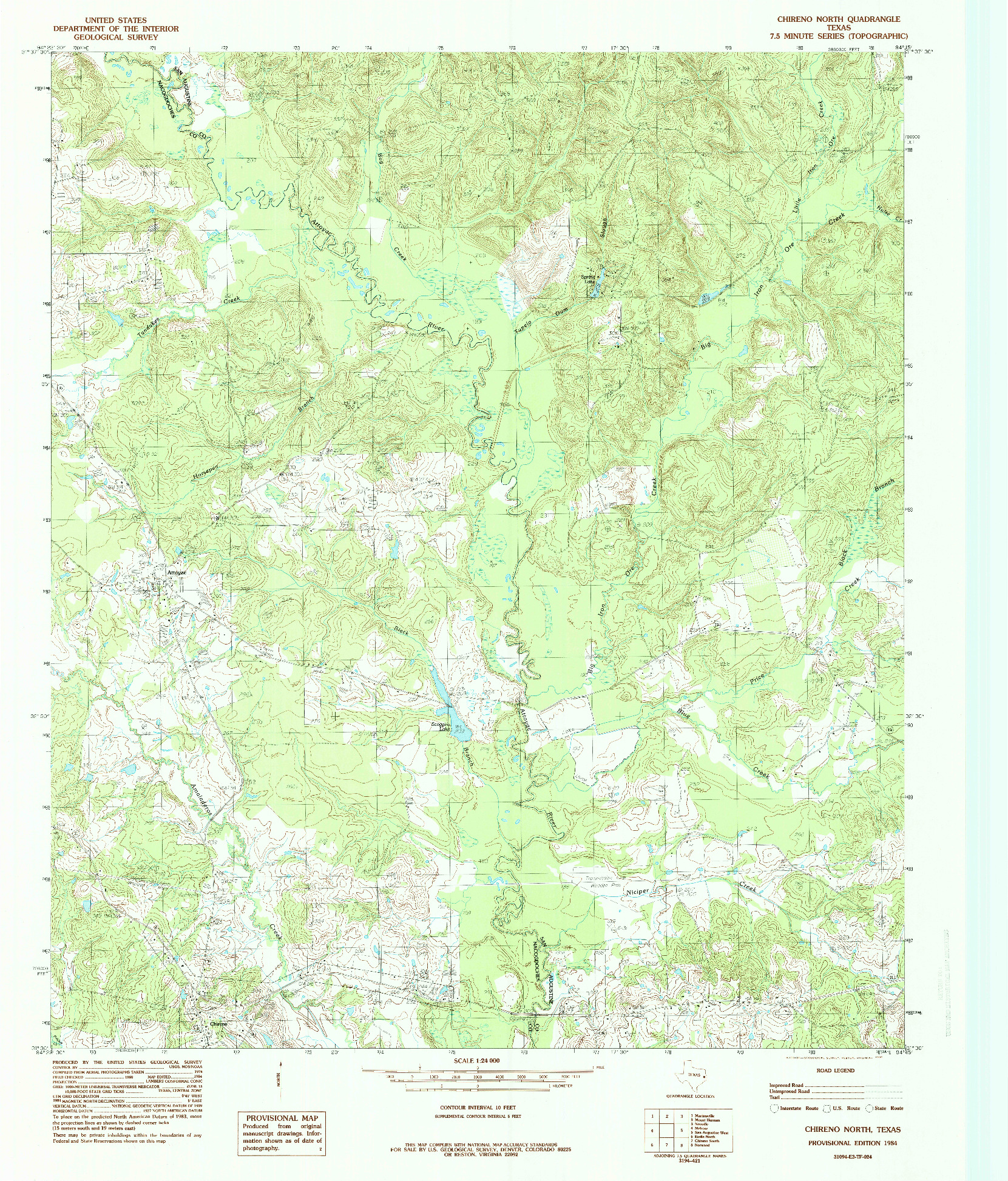 USGS 1:24000-SCALE QUADRANGLE FOR CHIRENO NORTH, TX 1984