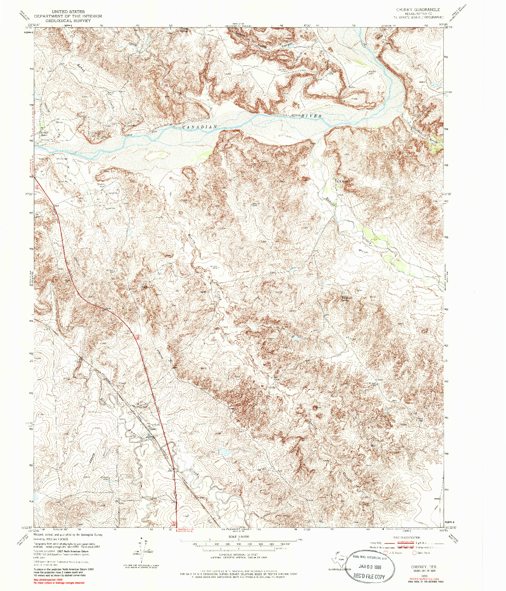USGS 1:24000-SCALE QUADRANGLE FOR CHUNKY, TX 1953