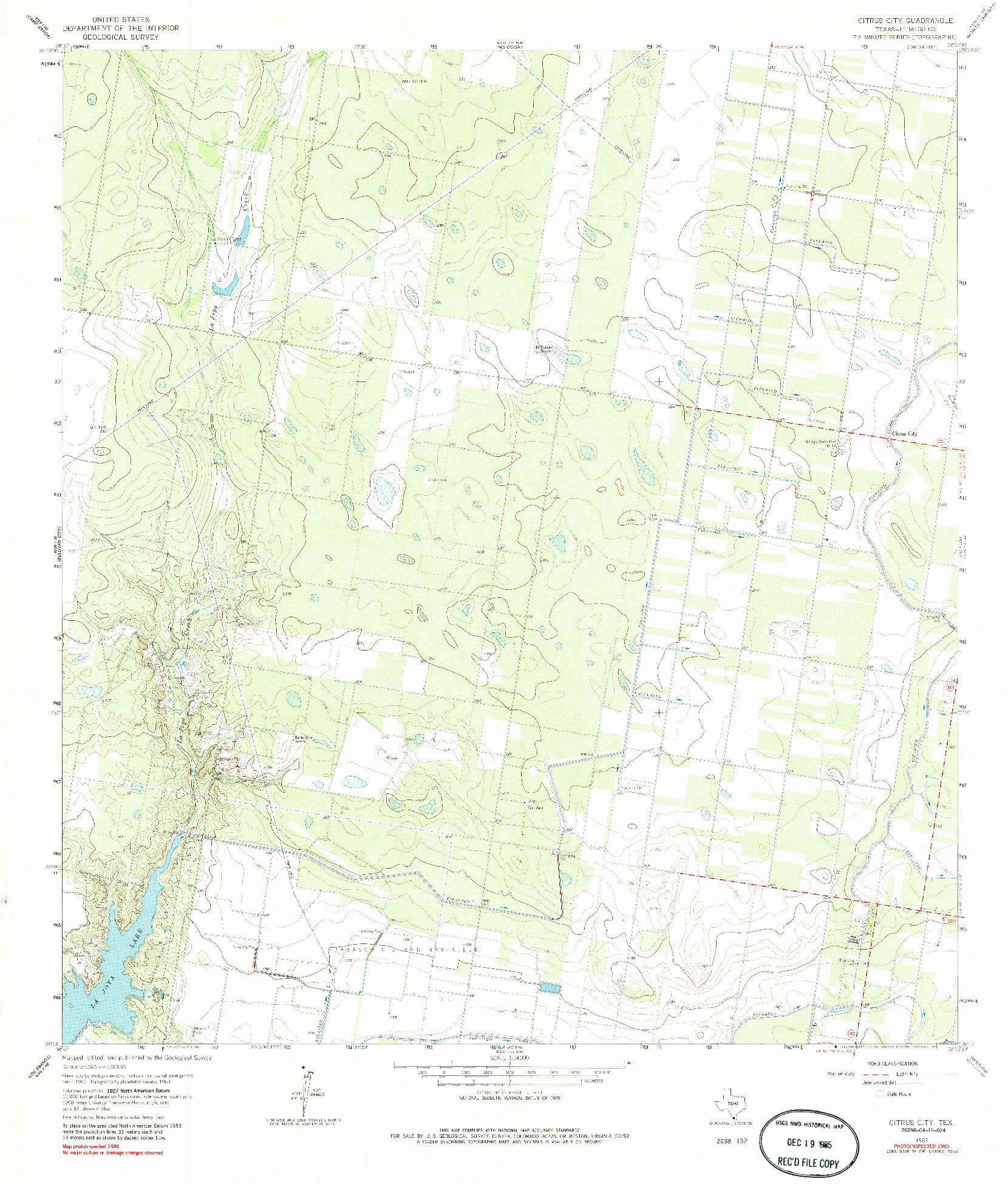 USGS 1:24000-SCALE QUADRANGLE FOR CITRUS CITY, TX 1963