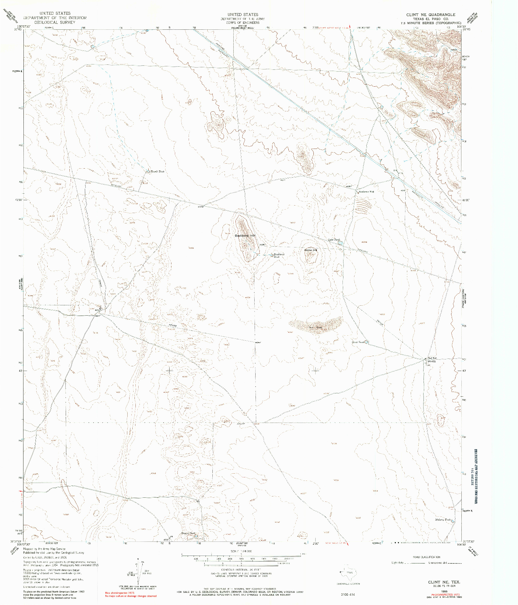 USGS 1:24000-SCALE QUADRANGLE FOR CLINT NE, TX 1955