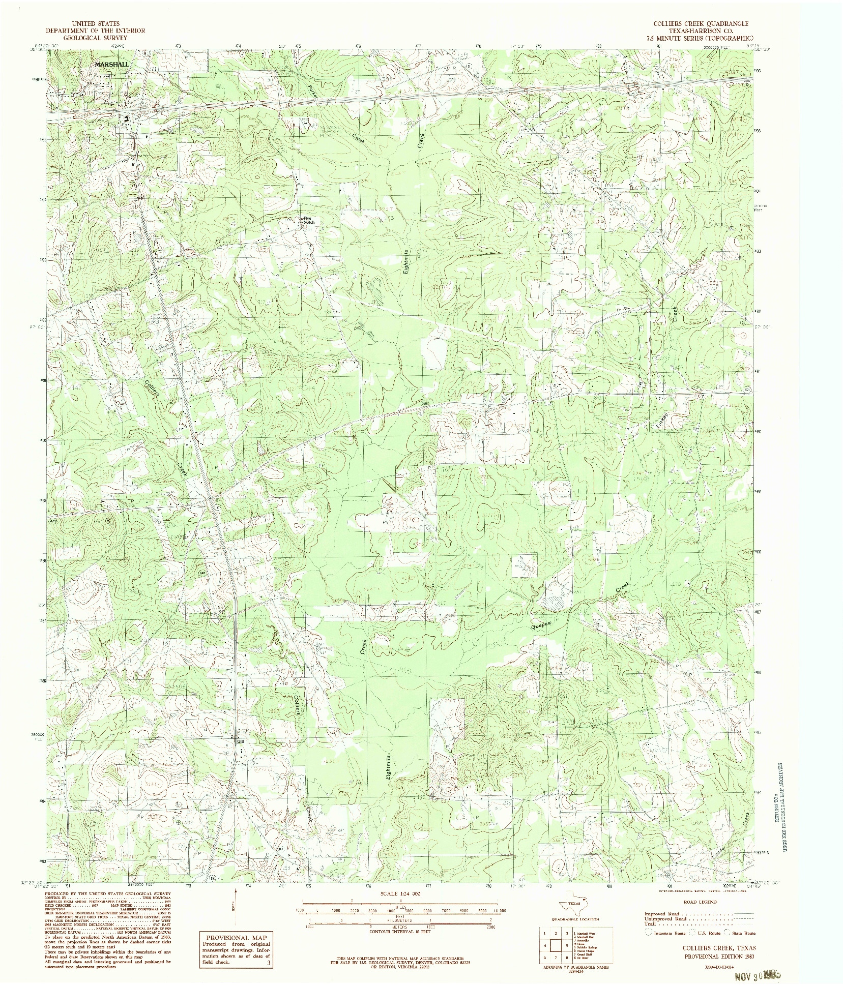USGS 1:24000-SCALE QUADRANGLE FOR COLLIERS CREEK, TX 1983