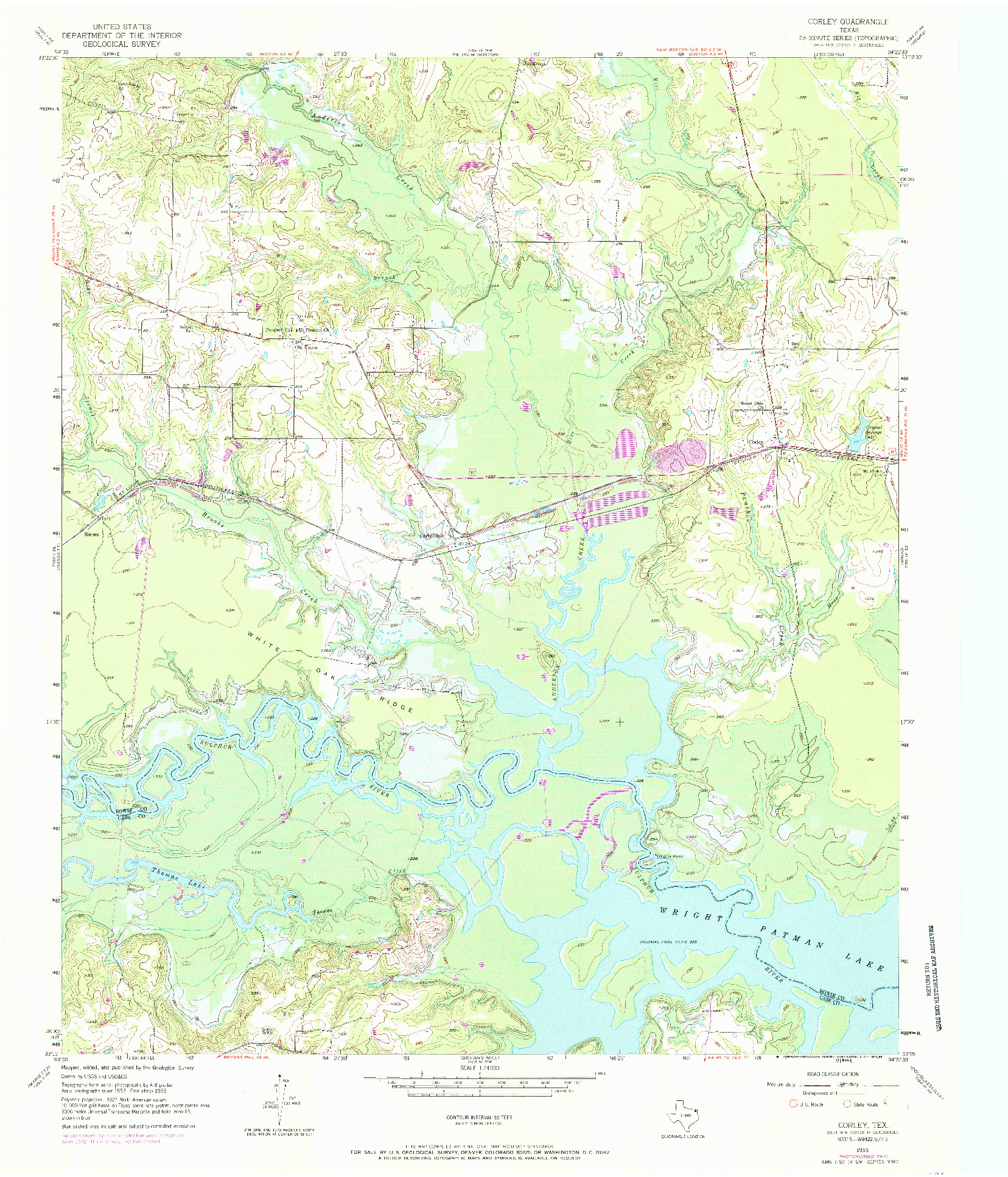 USGS 1:24000-SCALE QUADRANGLE FOR CORLEY, TX 1955