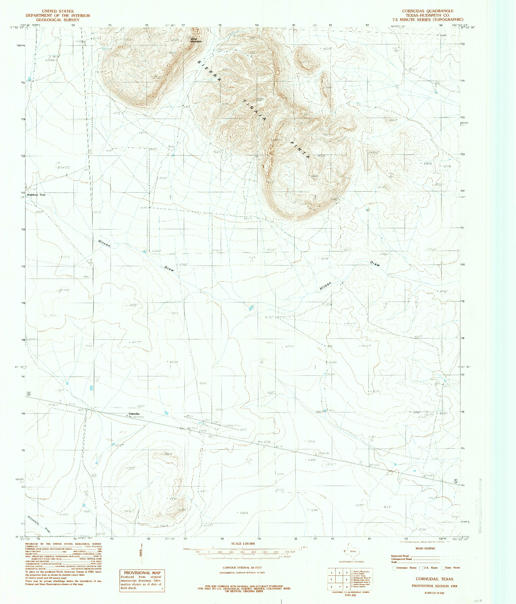 USGS 1:24000-SCALE QUADRANGLE FOR CORNUDAS, TX 1984
