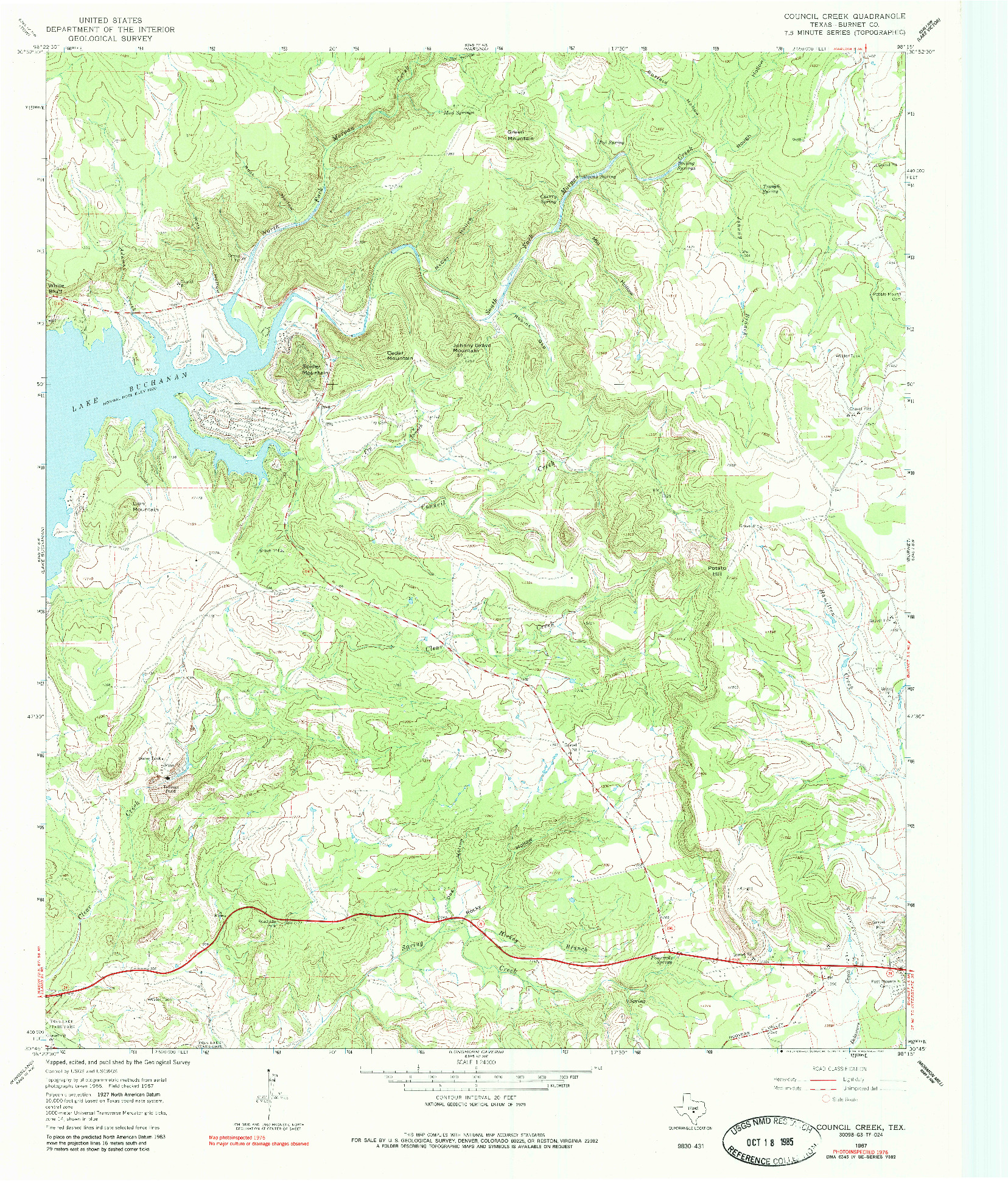 USGS 1:24000-SCALE QUADRANGLE FOR COUNCIL CREEK, TX 1967