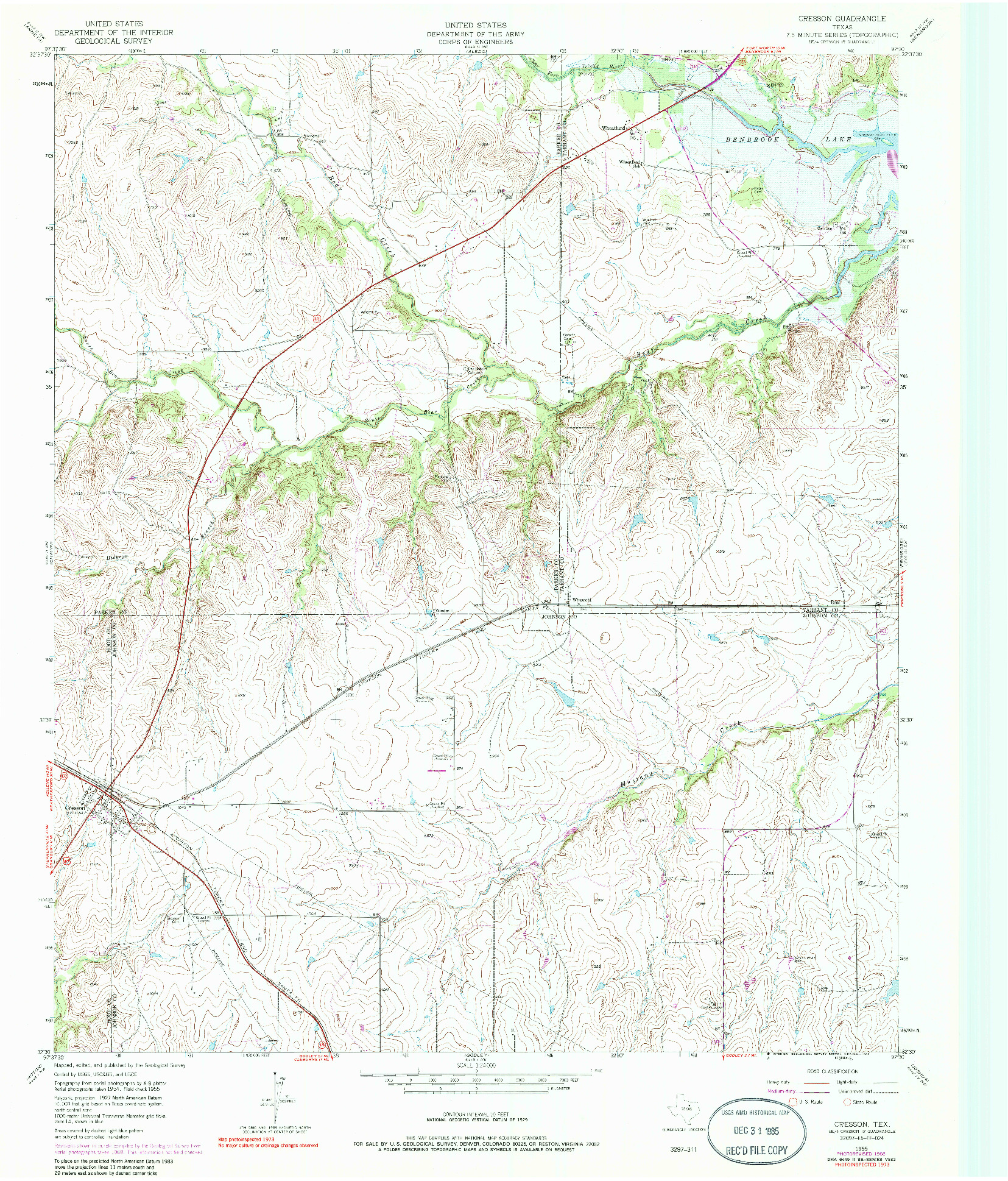 USGS 1:24000-SCALE QUADRANGLE FOR CRESSON, TX 1955