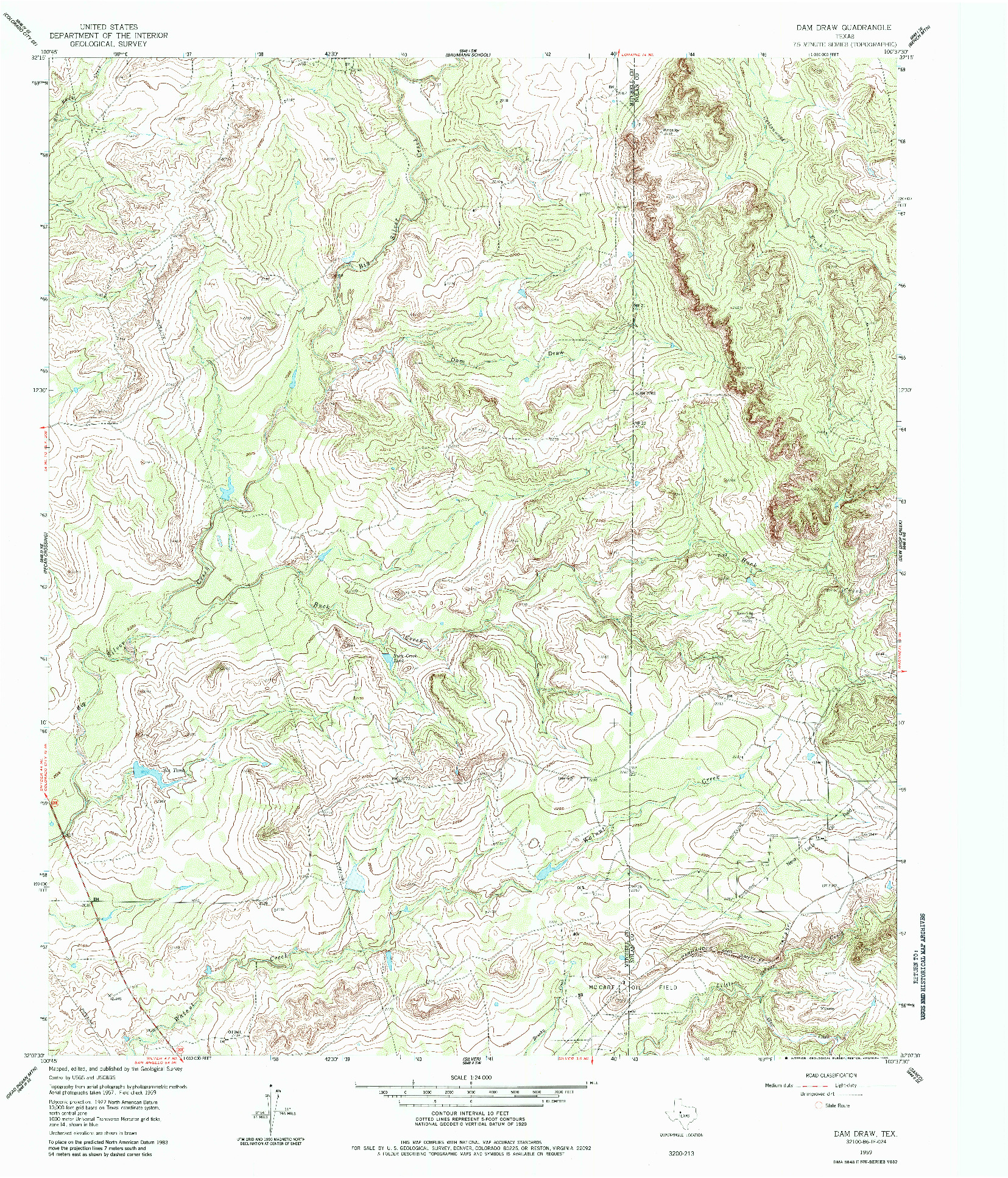USGS 1:24000-SCALE QUADRANGLE FOR DAM DRAW, TX 1959
