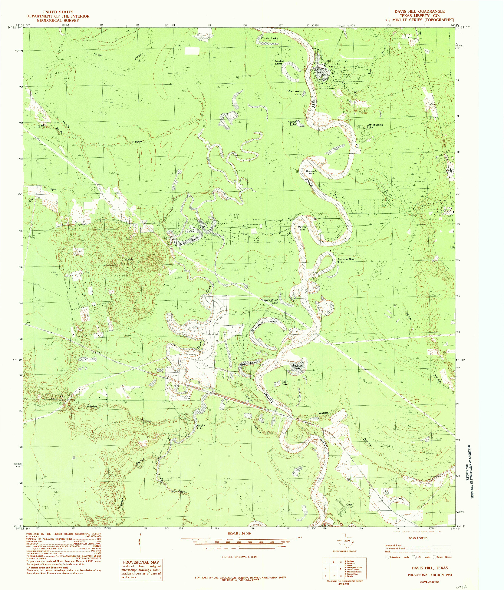 USGS 1:24000-SCALE QUADRANGLE FOR DAVIS HILL, TX 1984