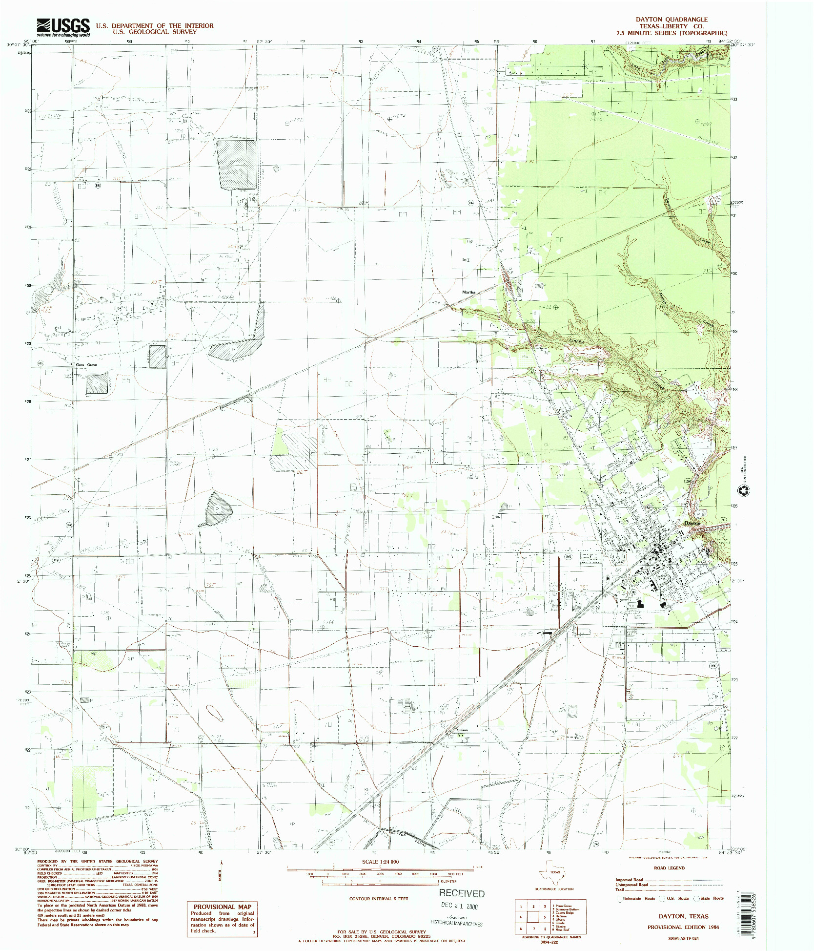 USGS 1:24000-SCALE QUADRANGLE FOR DAYTON, TX 1984