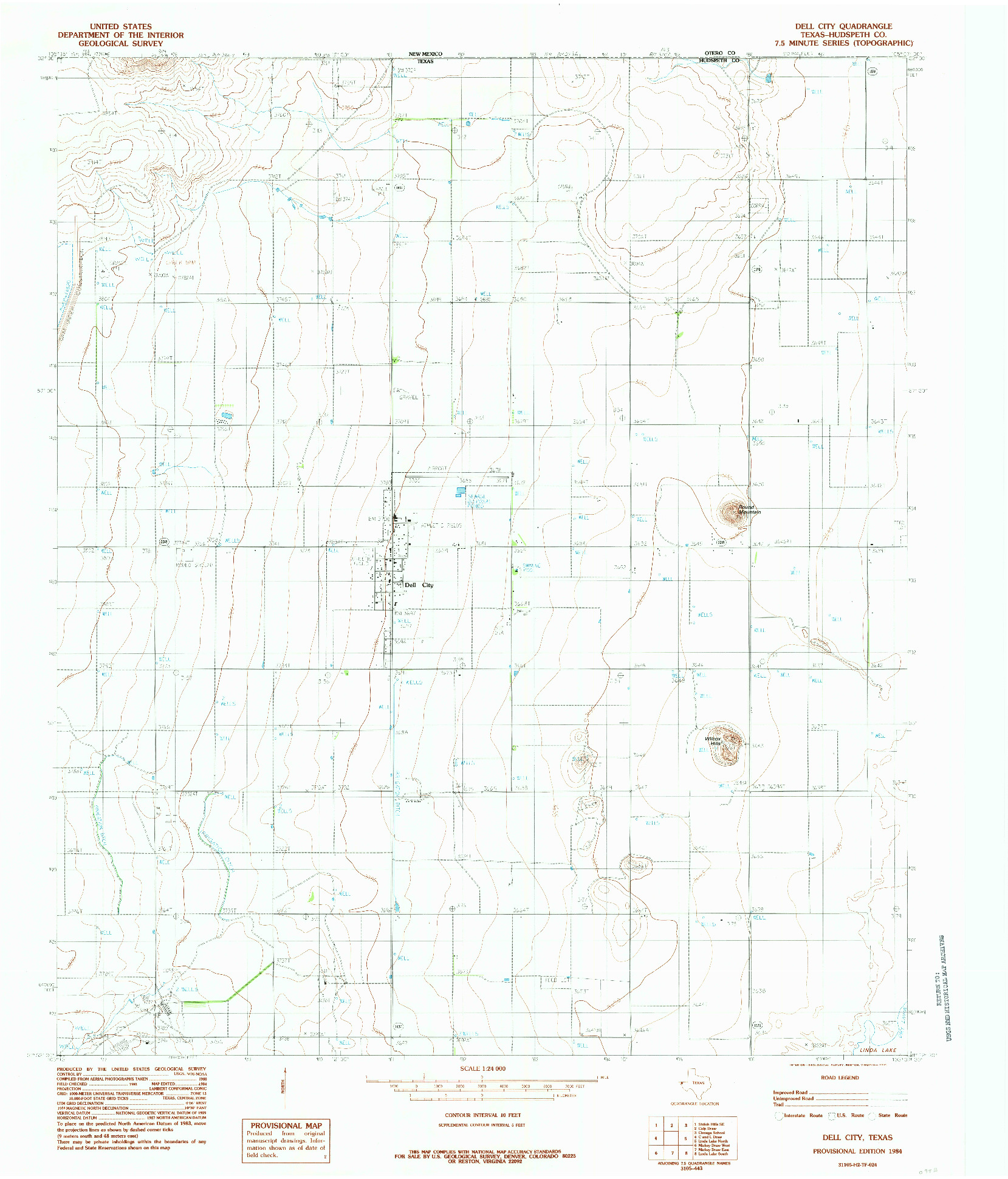 USGS 1:24000-SCALE QUADRANGLE FOR DELL CITY, TX 1984