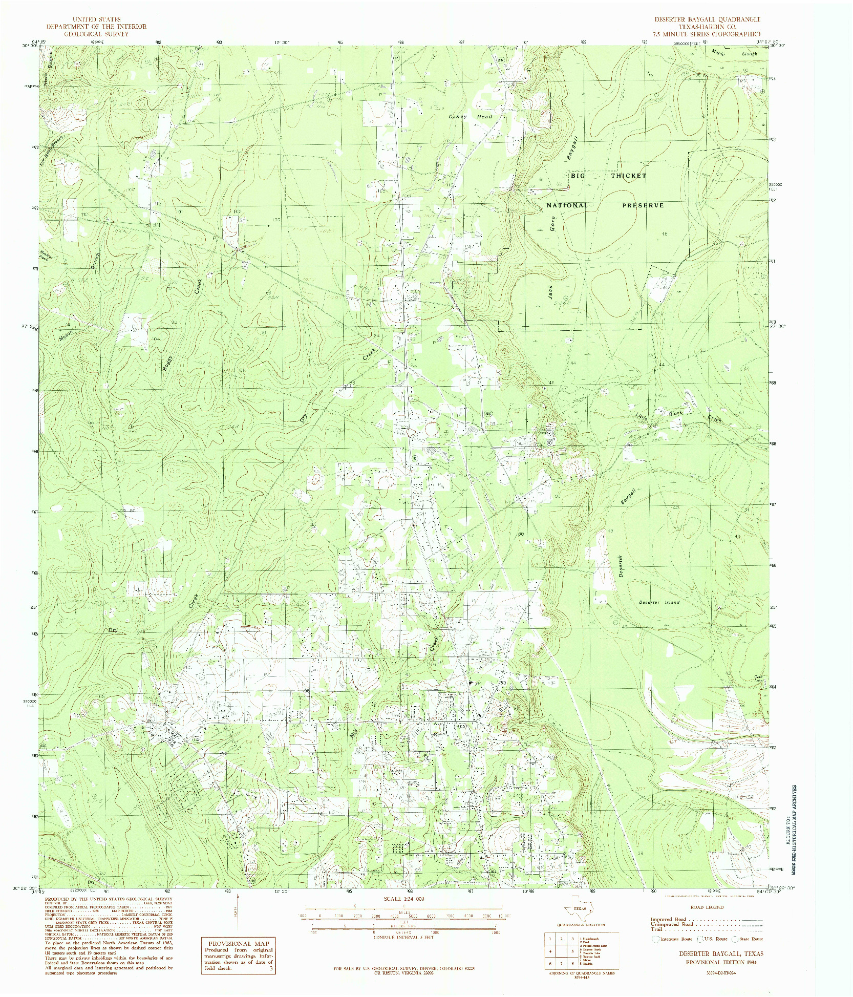 USGS 1:24000-SCALE QUADRANGLE FOR DESERTER BAYGALL, TX 1984