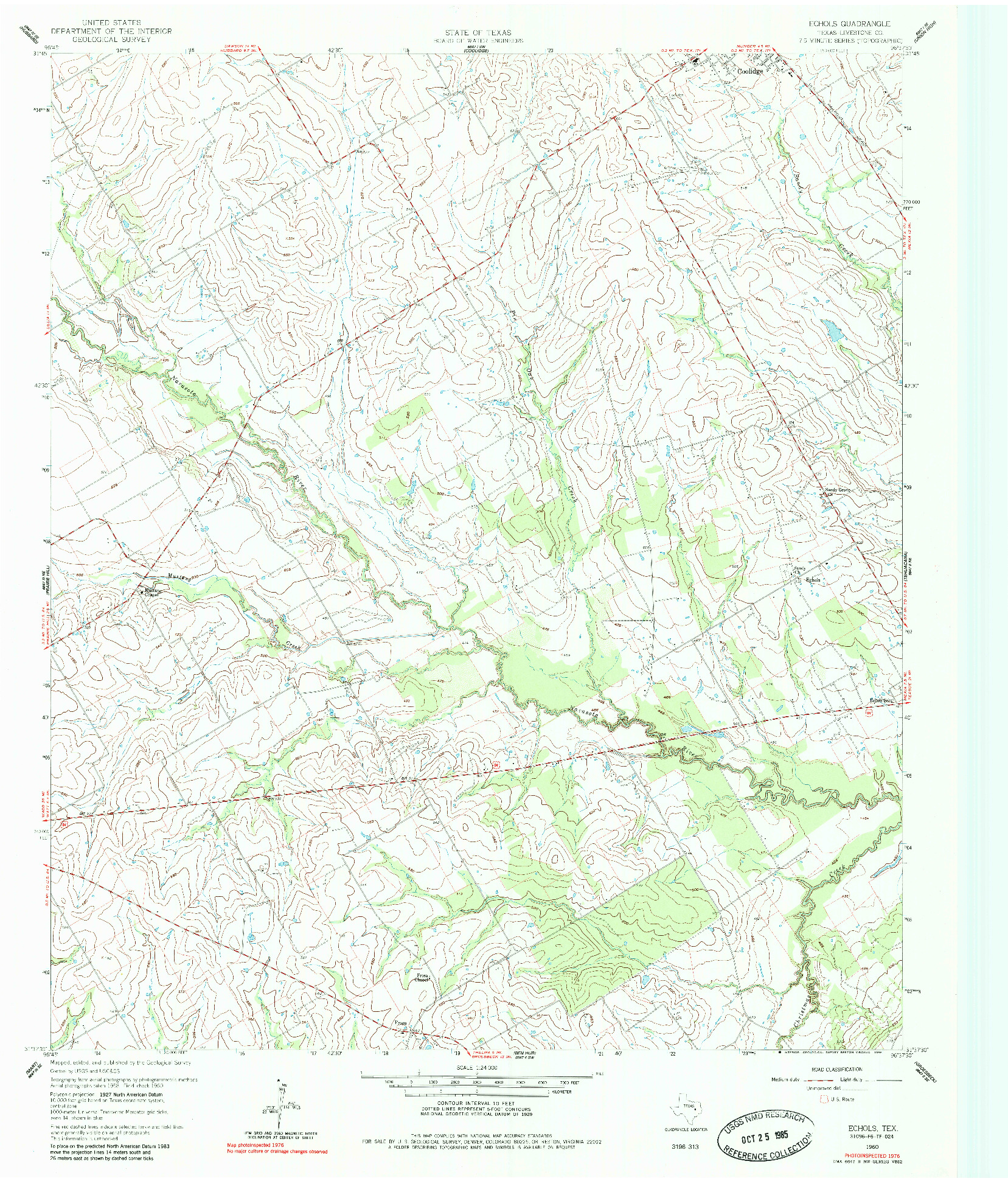 USGS 1:24000-SCALE QUADRANGLE FOR ECHOLS, TX 1960