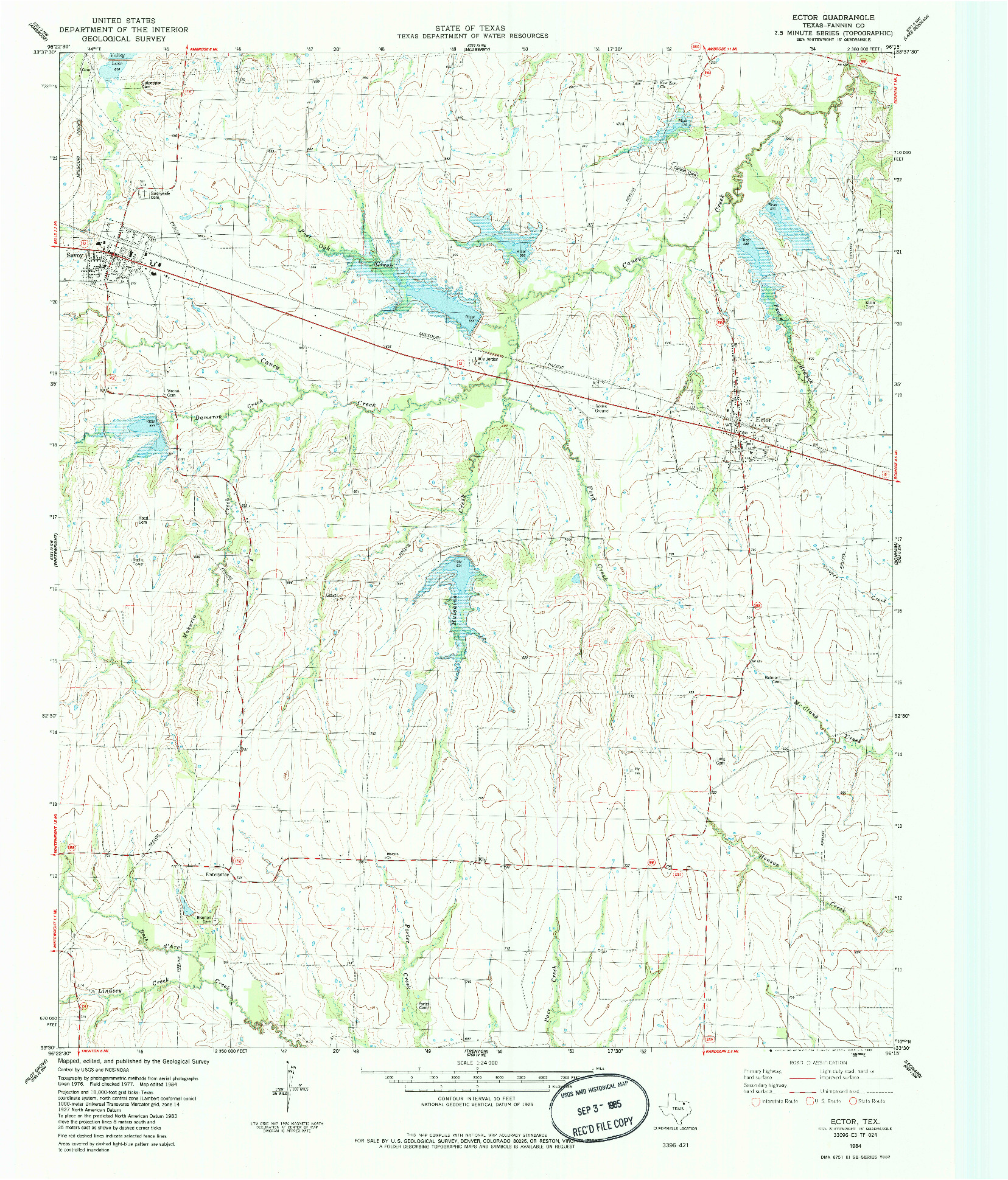 USGS 1:24000-SCALE QUADRANGLE FOR ECTOR, TX 1984