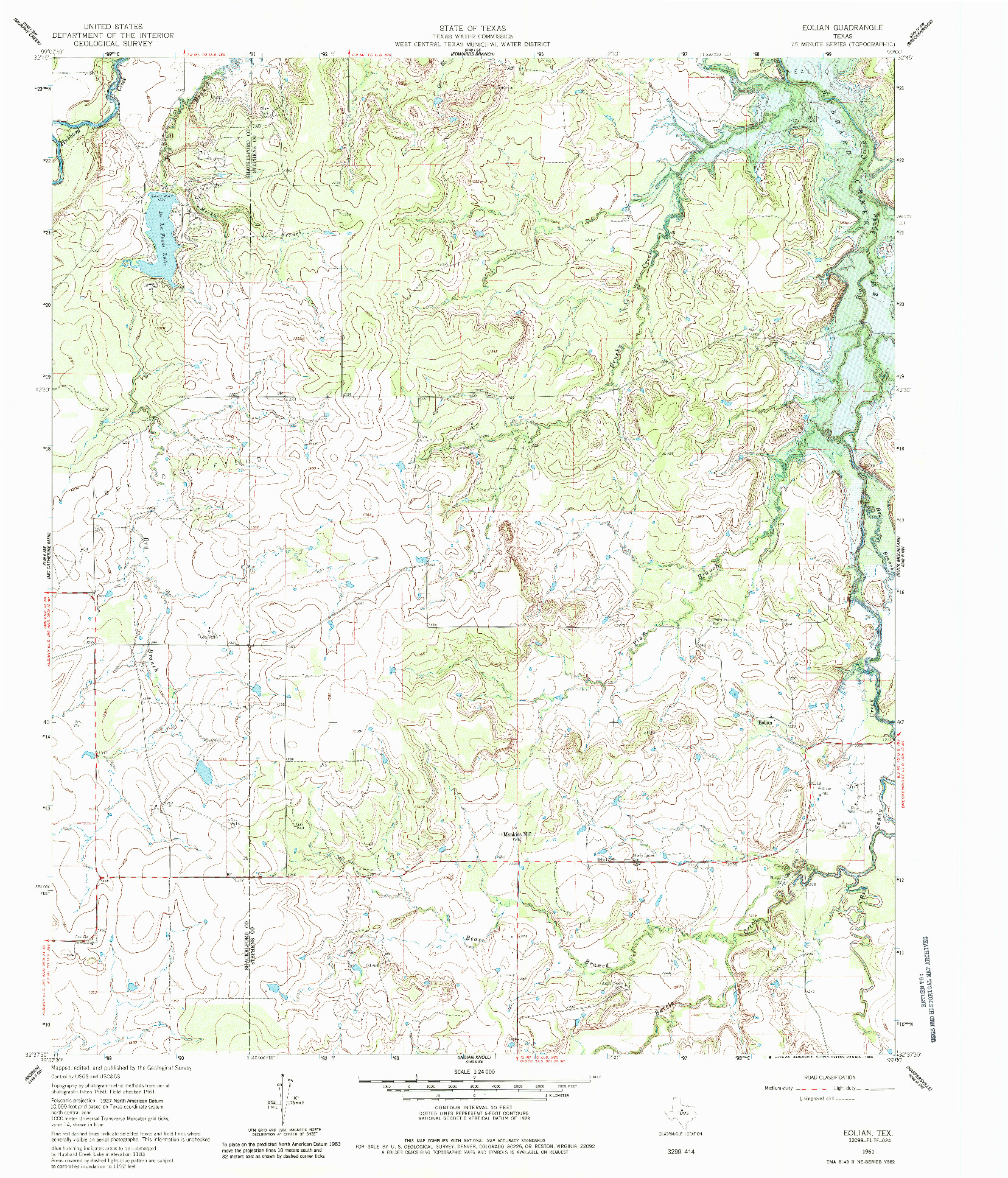 USGS 1:24000-SCALE QUADRANGLE FOR EOLIAN, TX 1961