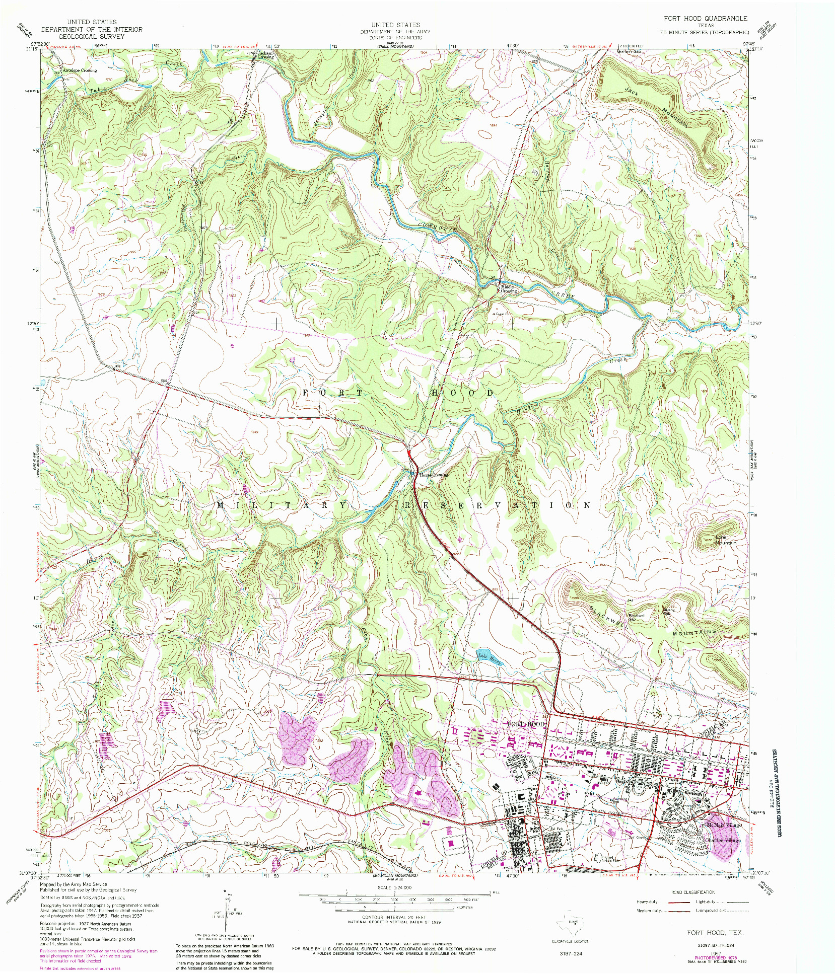 USGS 1:24000-SCALE QUADRANGLE FOR FORT HOOD, TX 1957